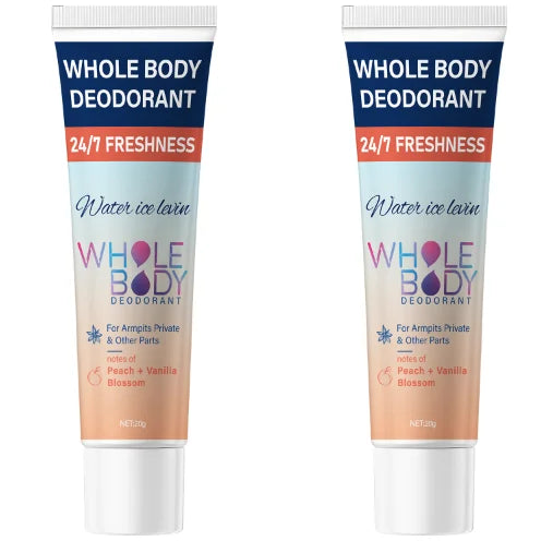 Two tubes of Water Ice Levin unisex body deodorant cream displaying the 24/7 freshness label