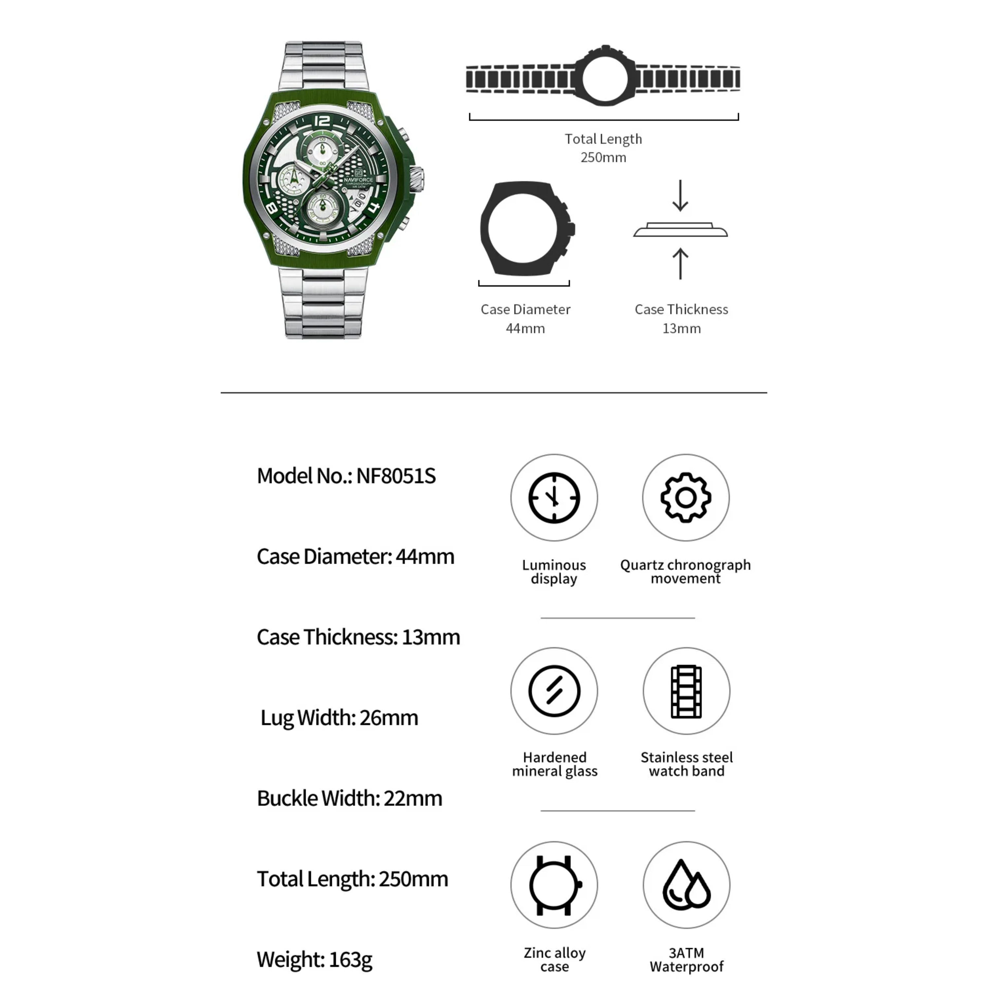 NAVIFORCE Men’s Chronograph Quartz Watch – Stylish & Durable – The Crew