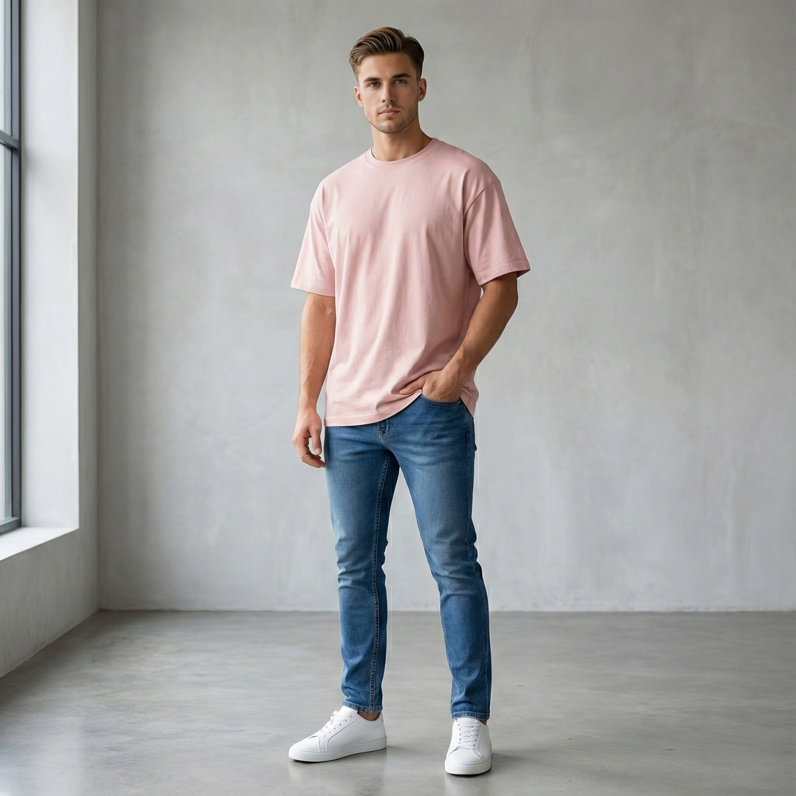 Men’s Oversized Pink Hip Hop T-Shirt Outfit – The Crew