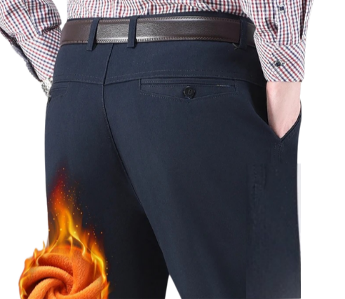 Navy blue pants thermal lining detail – The Crew