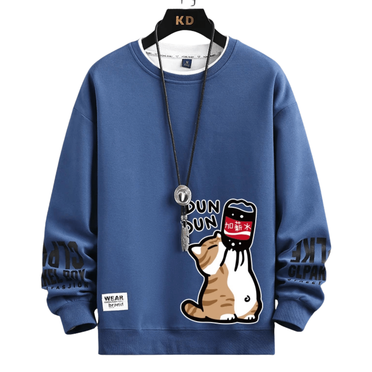 Cute Cat Oversized T-Shirt for Men Relaxed Graphic Tee - The Crew