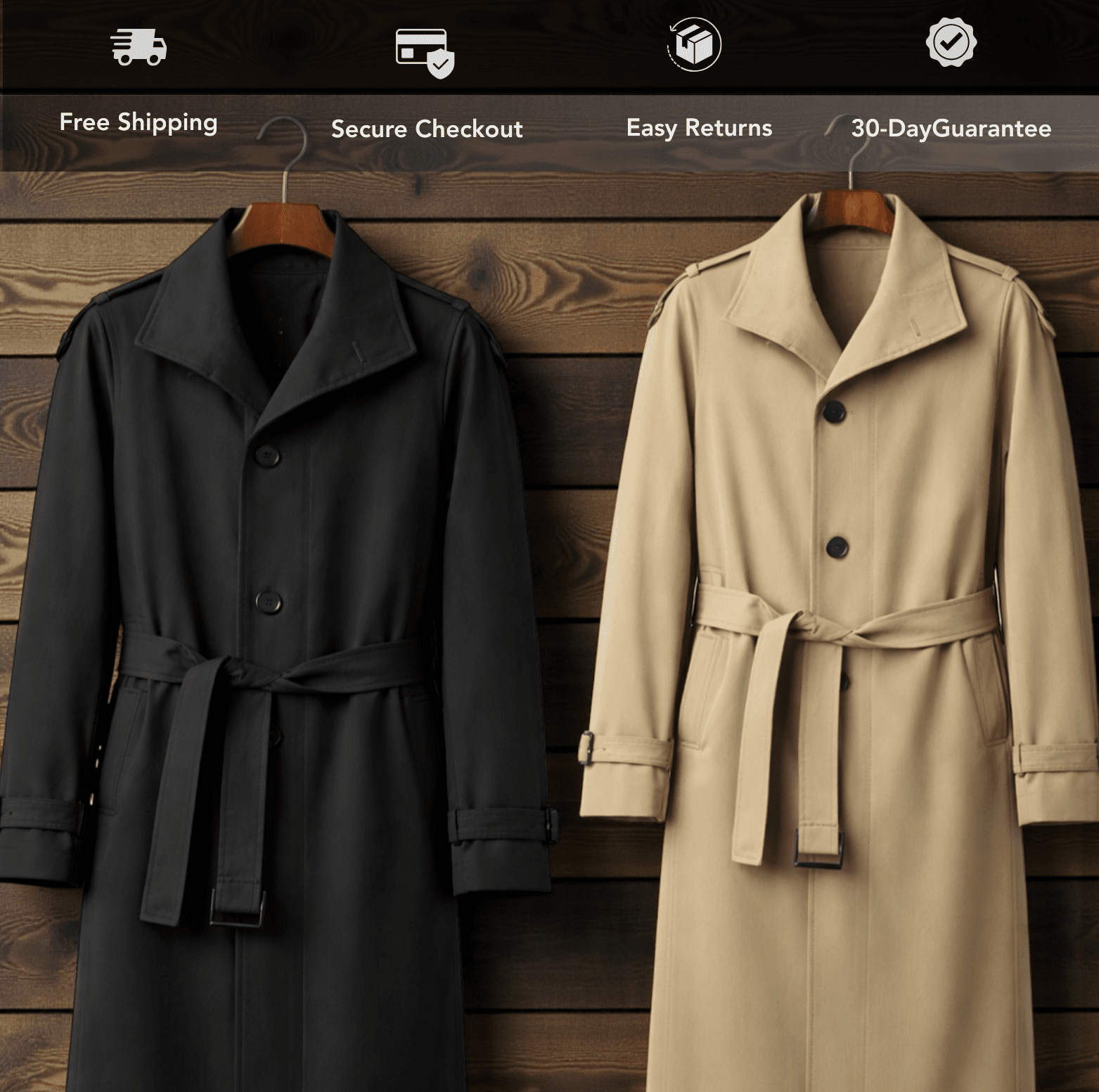 Men’s British Style Windbreaker Long Business Casual Coat - The Crew