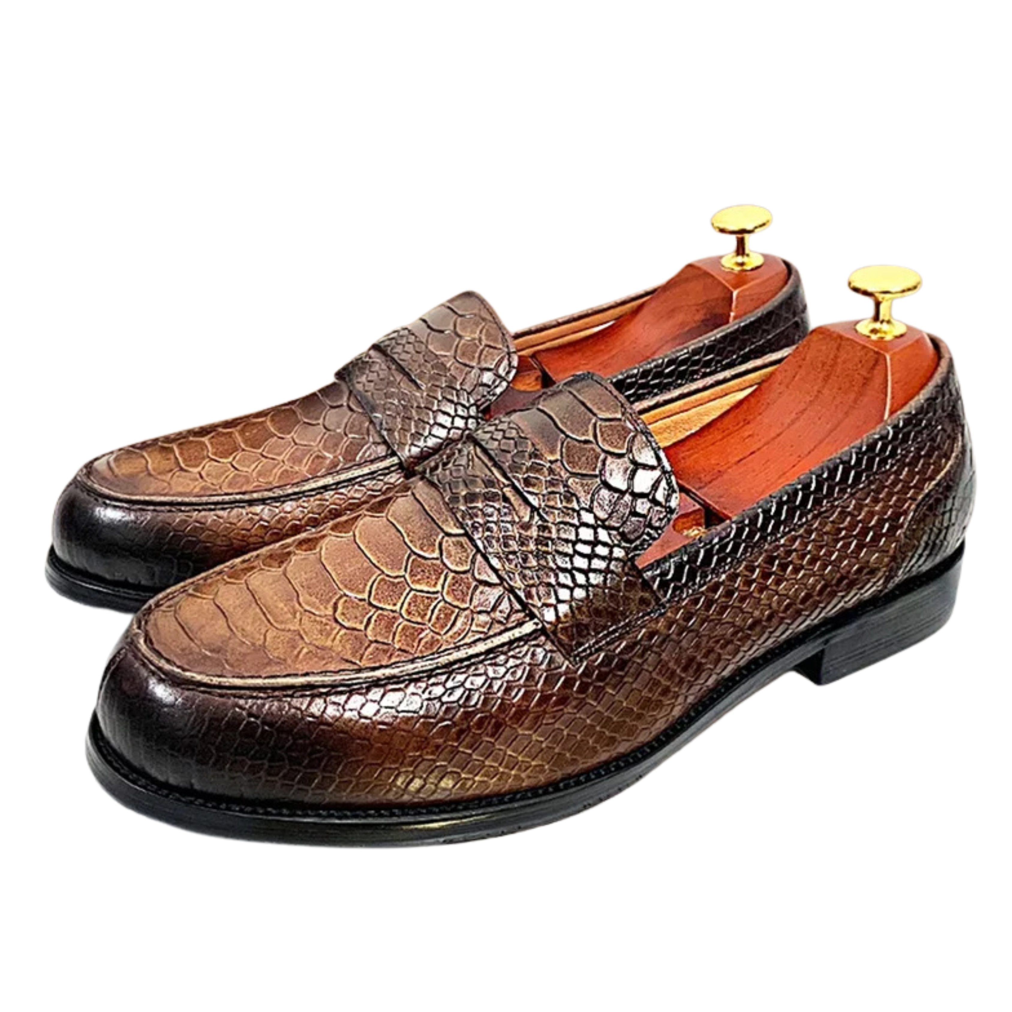 Premium Snake-Print Loafers