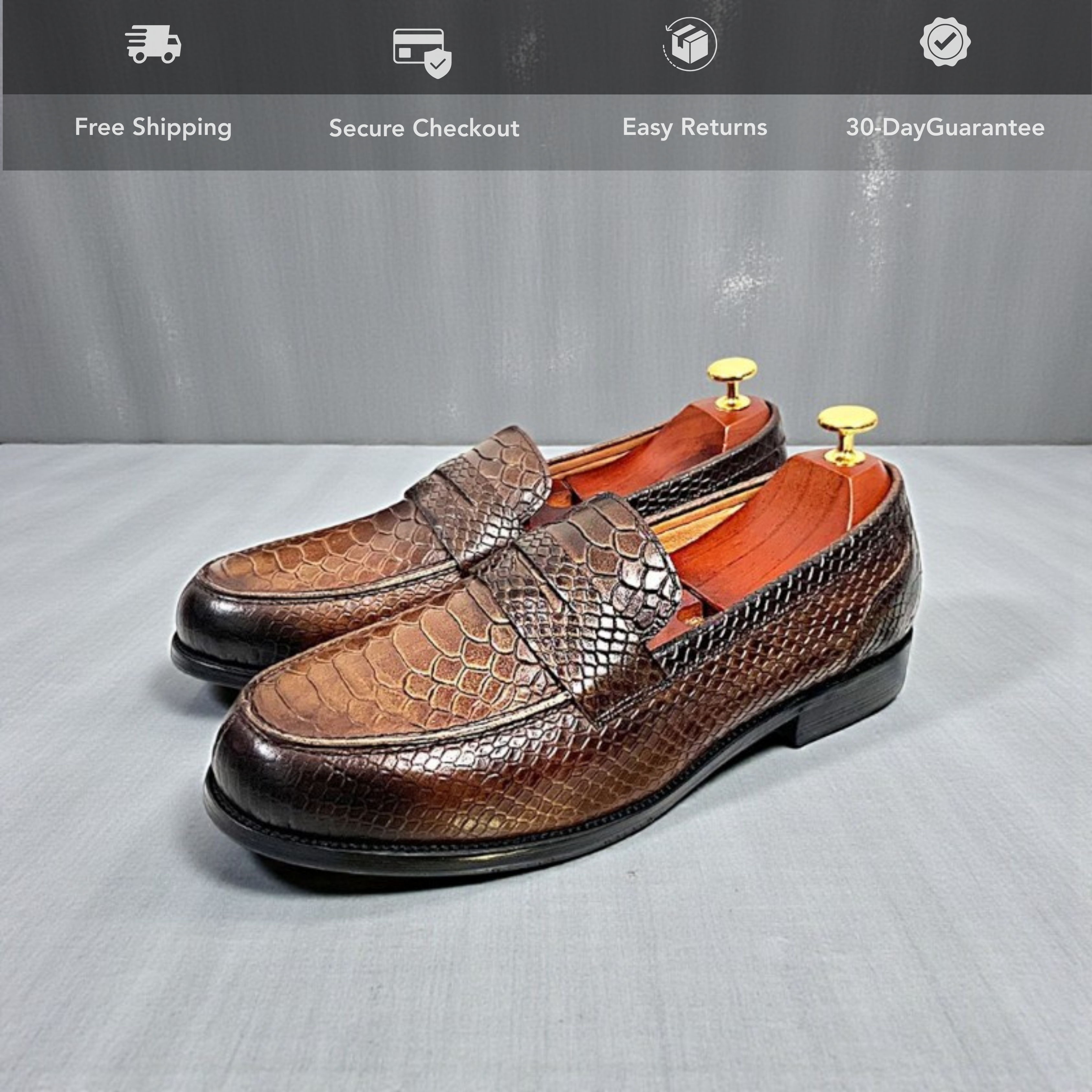 Premium Snake-Print Loafers