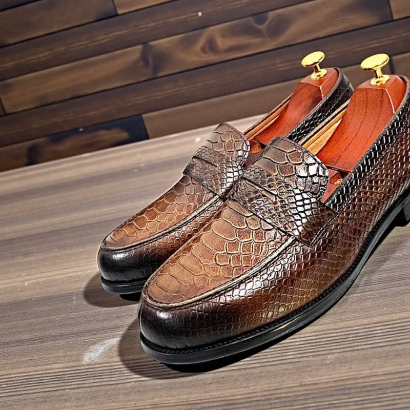 Premium Snake-Print Loafers