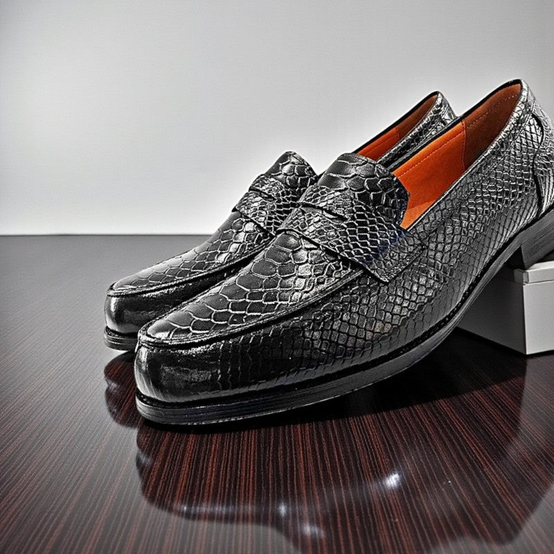 Premium Snake-Print Loafers