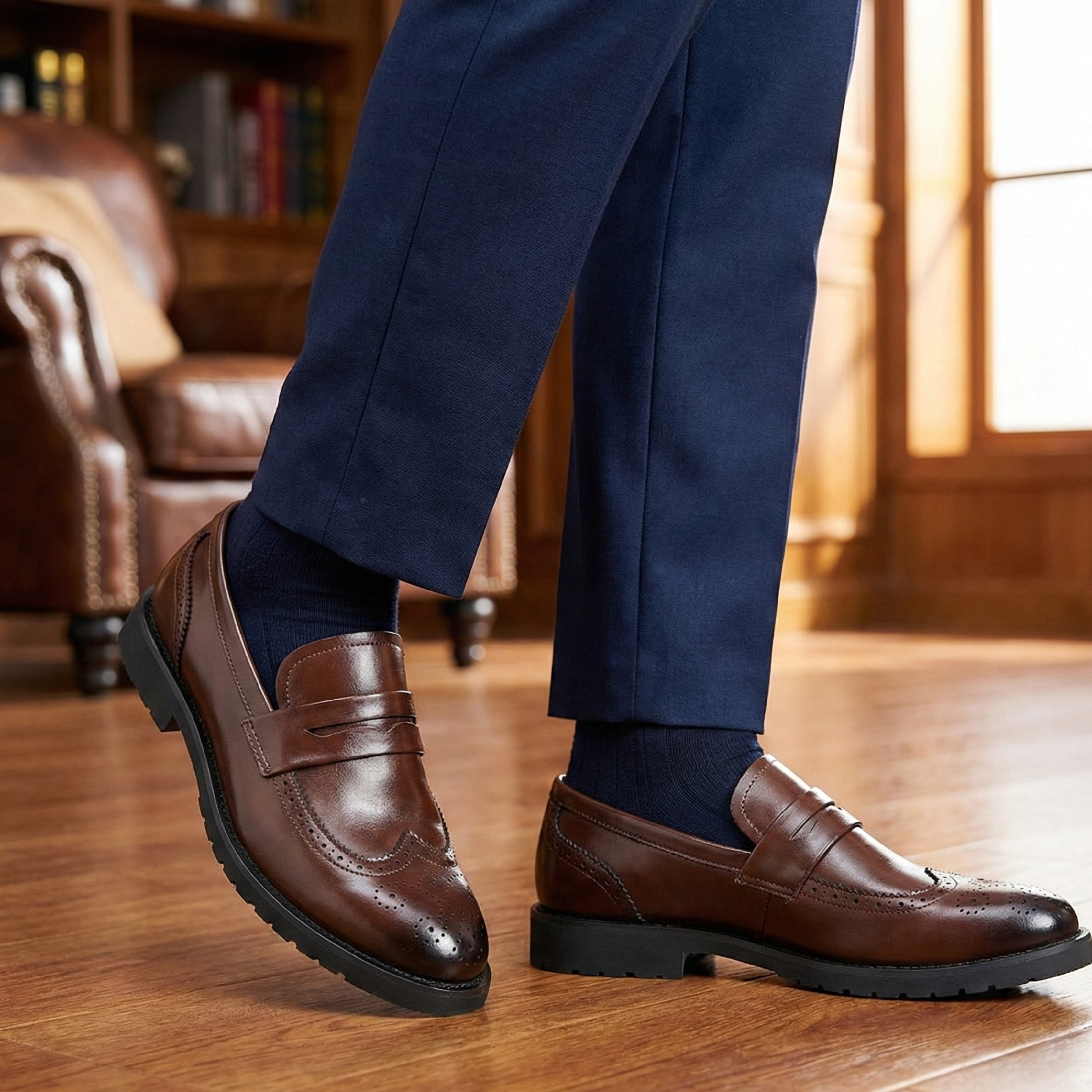 Elegant Brogue Slip-On Loafers