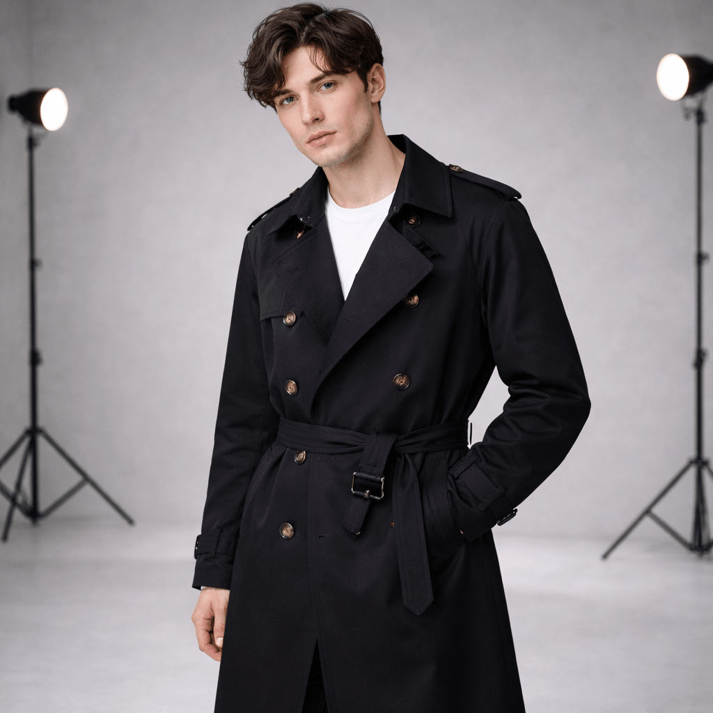 British Style Belted Trench Coat for Men – Waterproof - The Crew