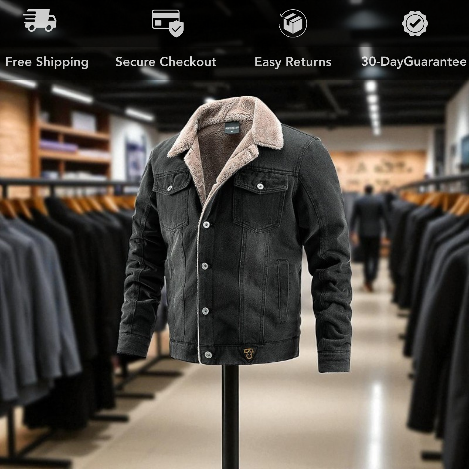 Fleece-Lined Denim Jacket