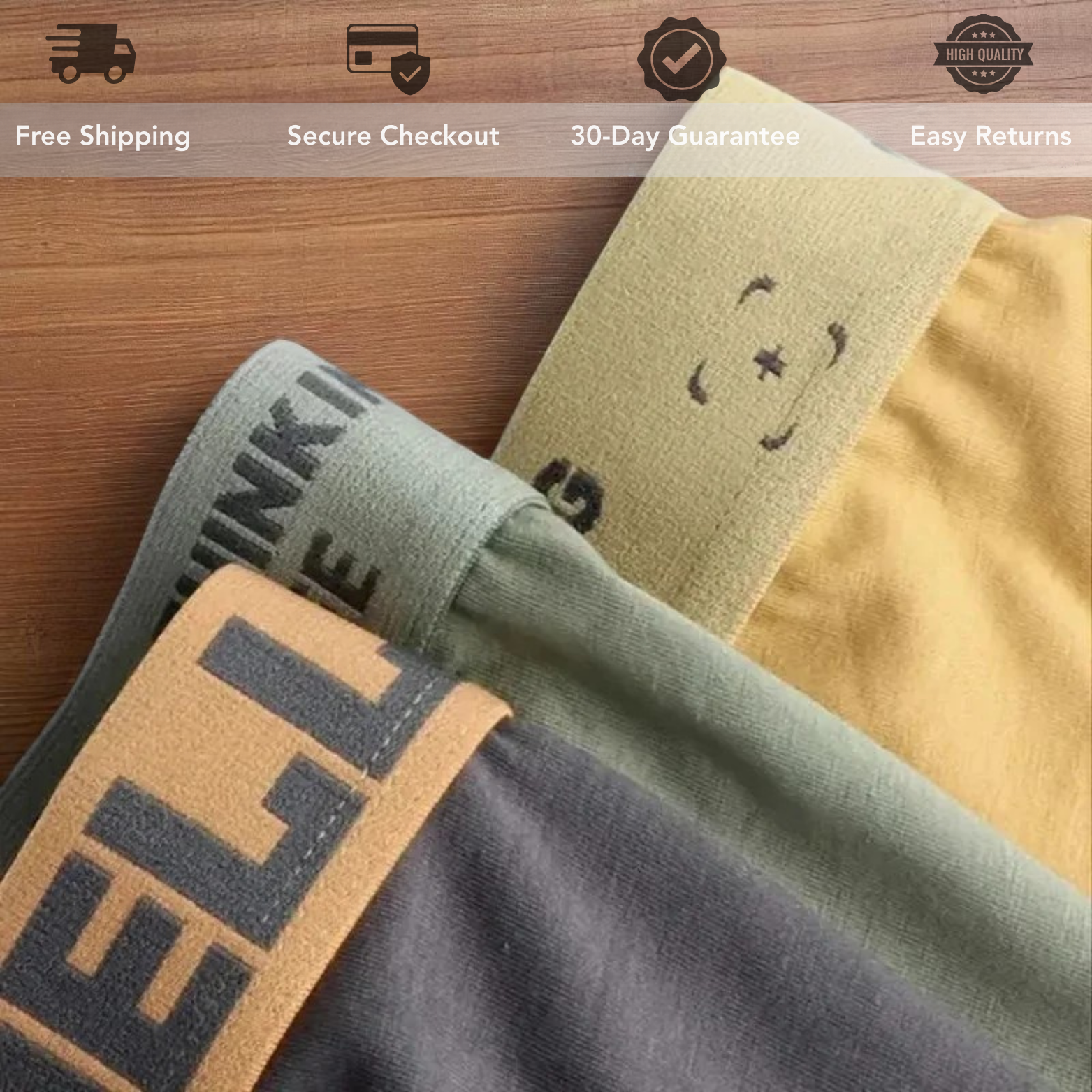 Comfortable and Cool Men's Boxers 5 pieces (Black, Dark Gray, Gray, Yellow and Green)