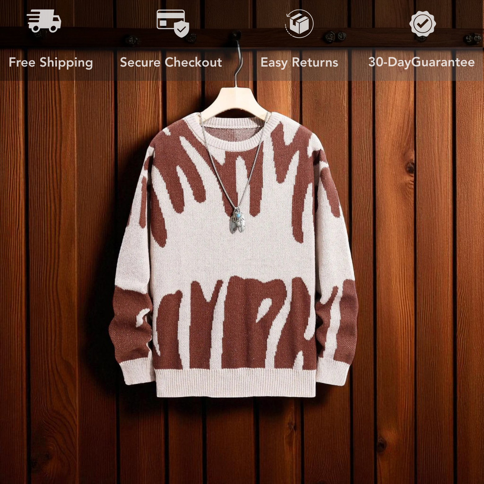 Stylish Jacquard Men's Sweater Relaxed Fit