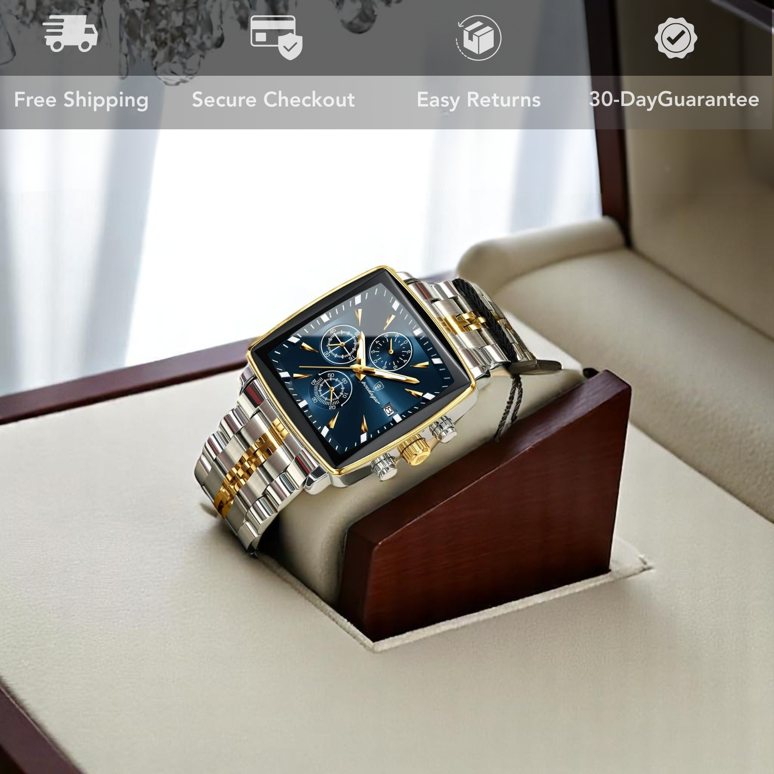 Square chronograph watch