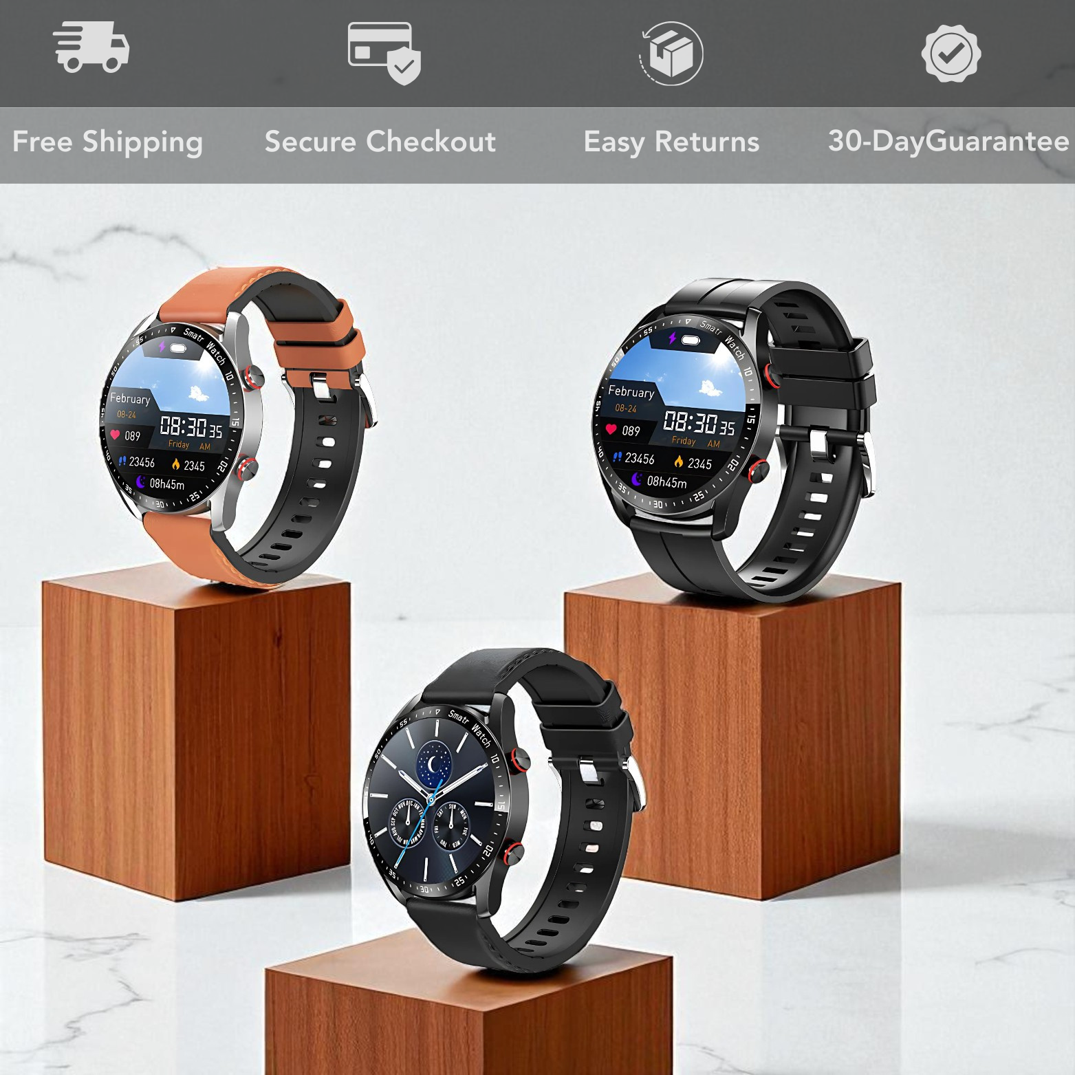ECG Bluetooth fitness smartwatch