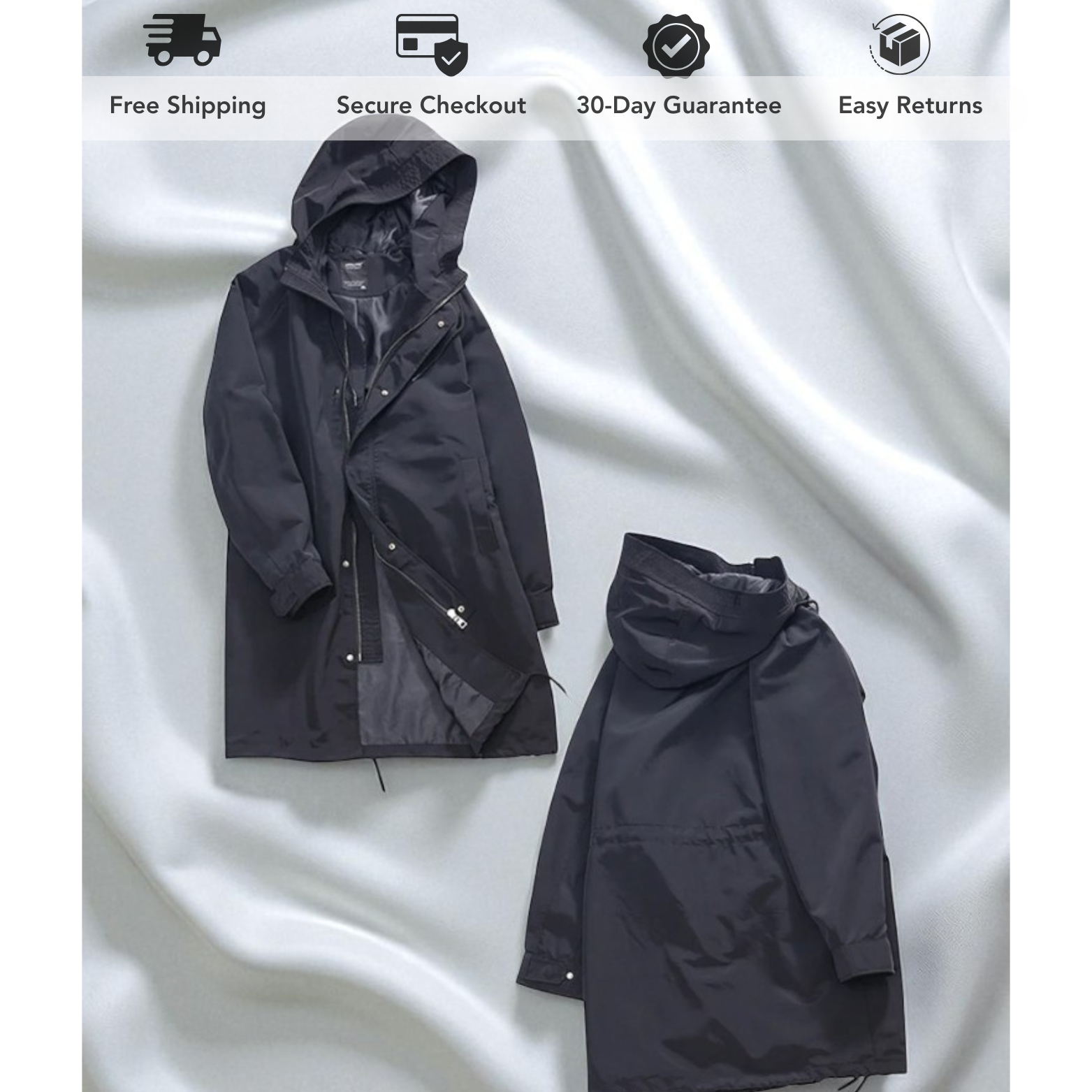 Gabardina Negra con Capucha