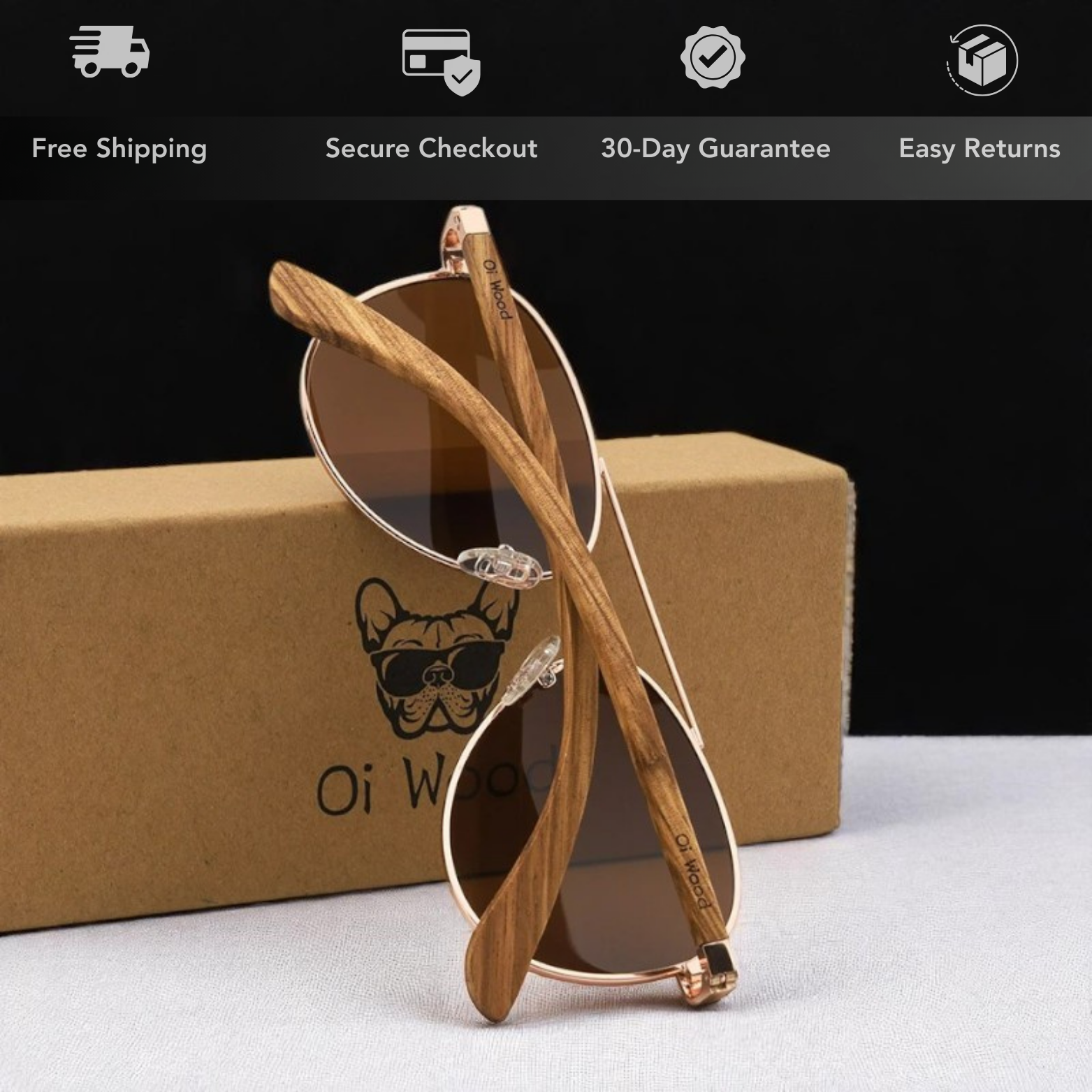 Polarized Wooden Aviator Glasses