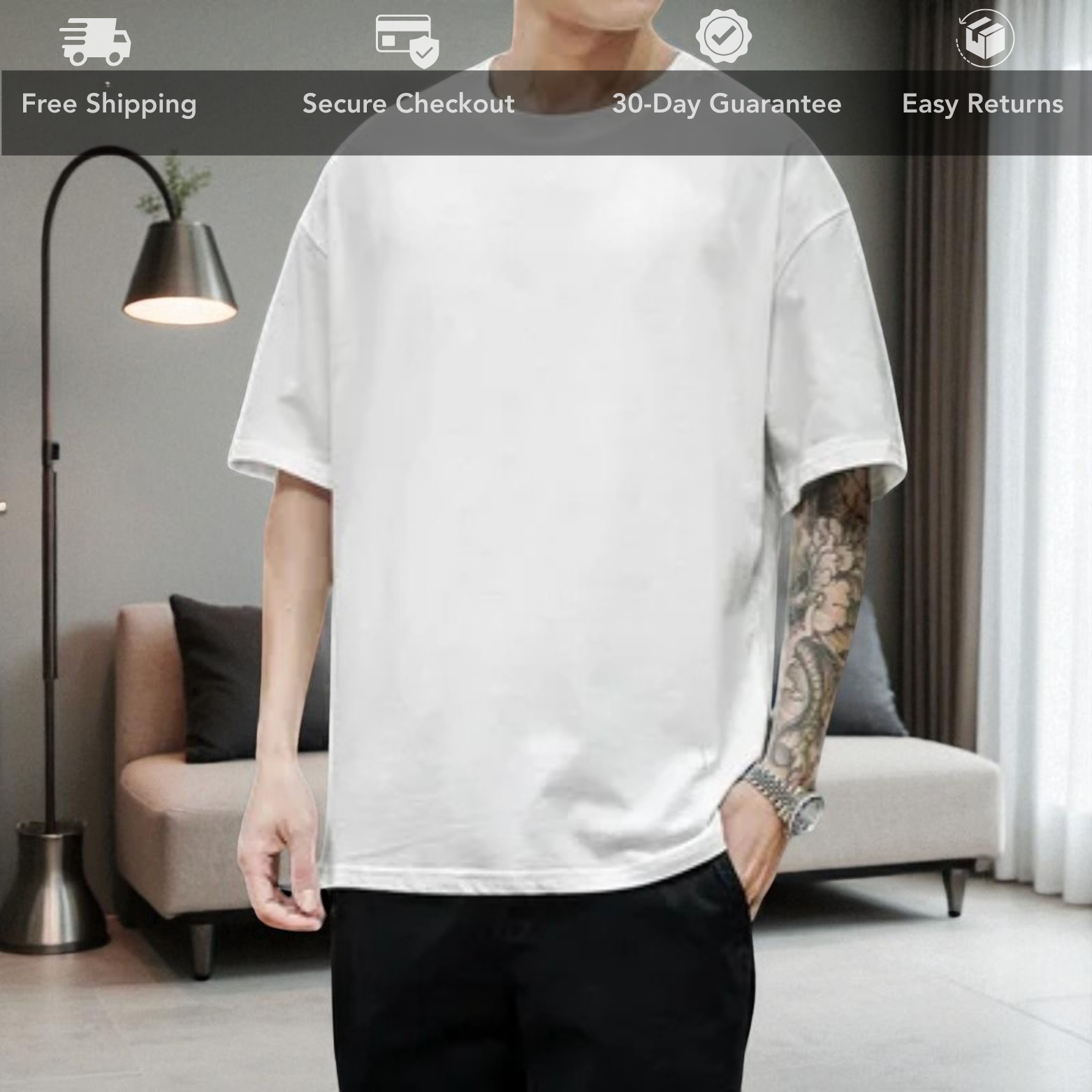 White oversized streetwear t-shirt men summer outfit – The Crew