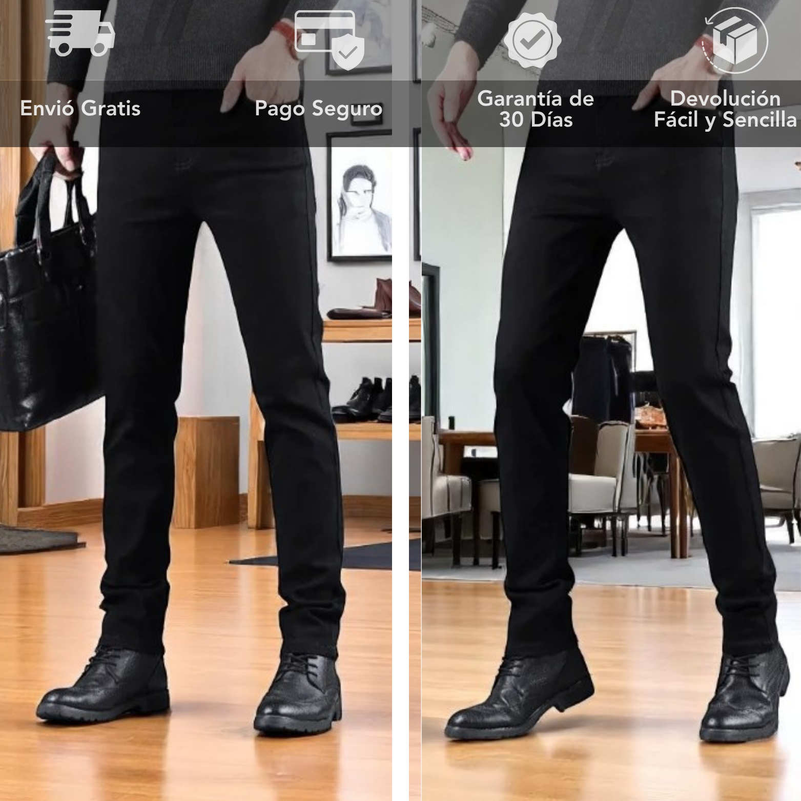 Jeans Vaqueros de Corte Slim Negros