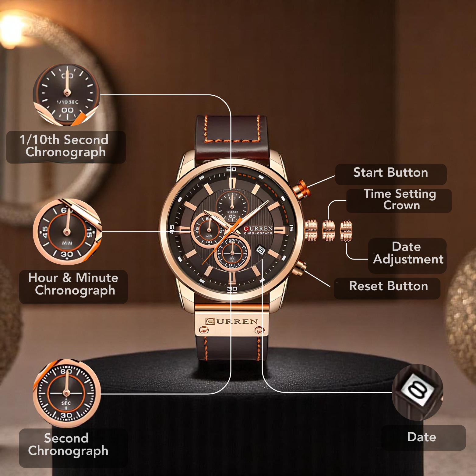 Leather Force Casual Elegant Watch