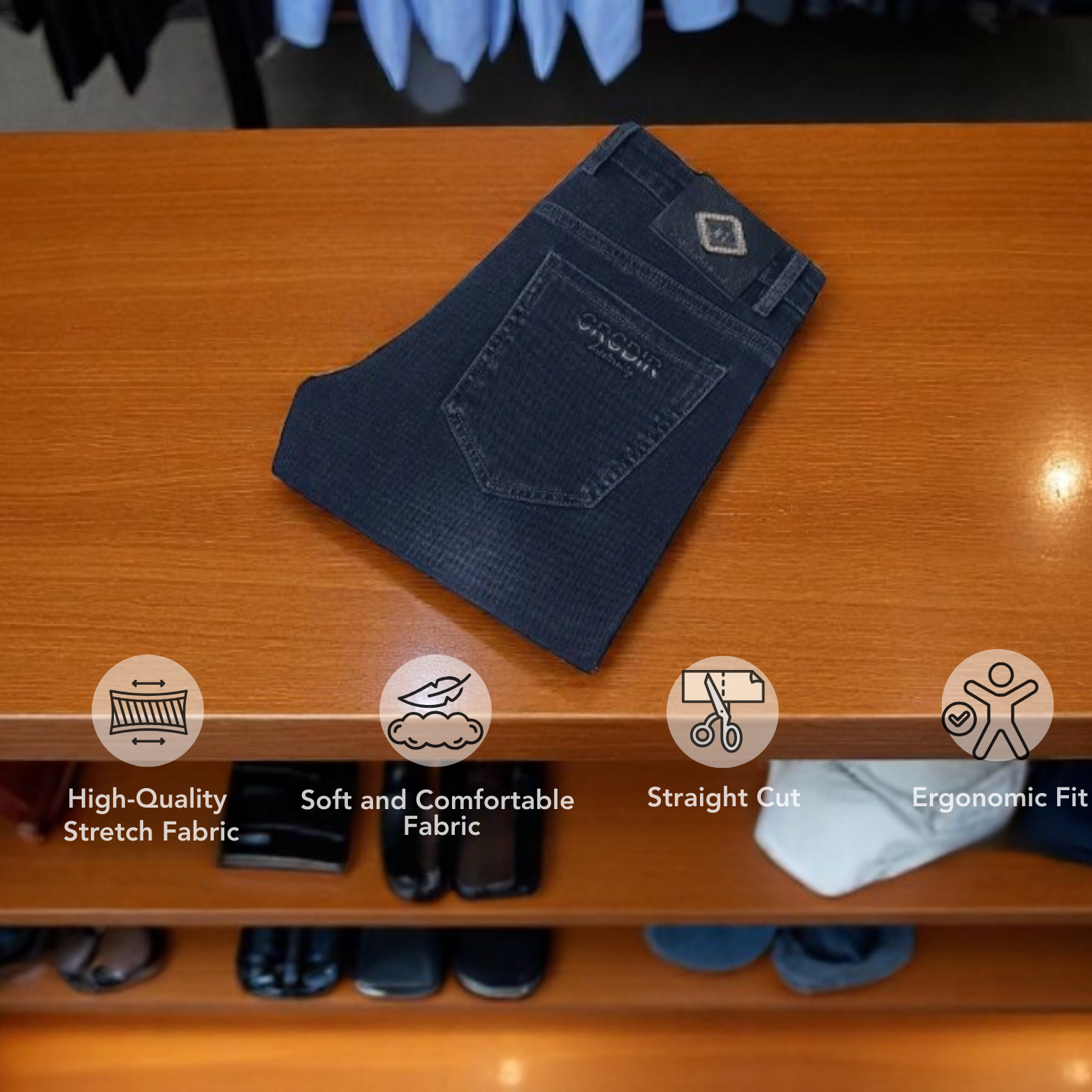 Stretch Straight Denim Jeans