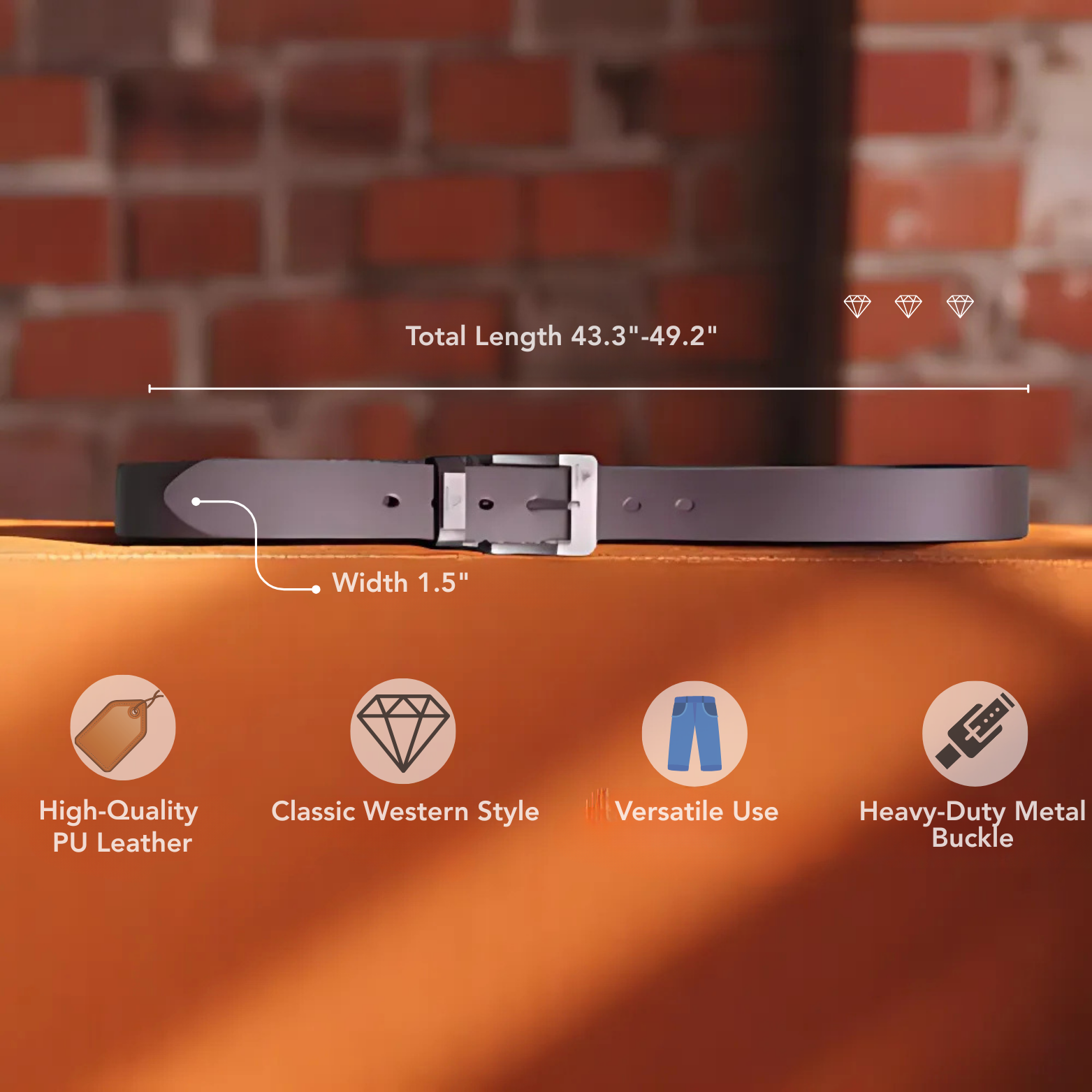 Solid Synthetic Leather Belt