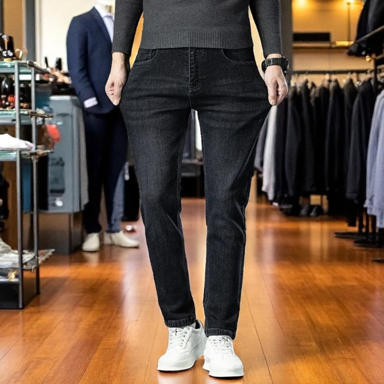 Stretch Straight Denim Jeans