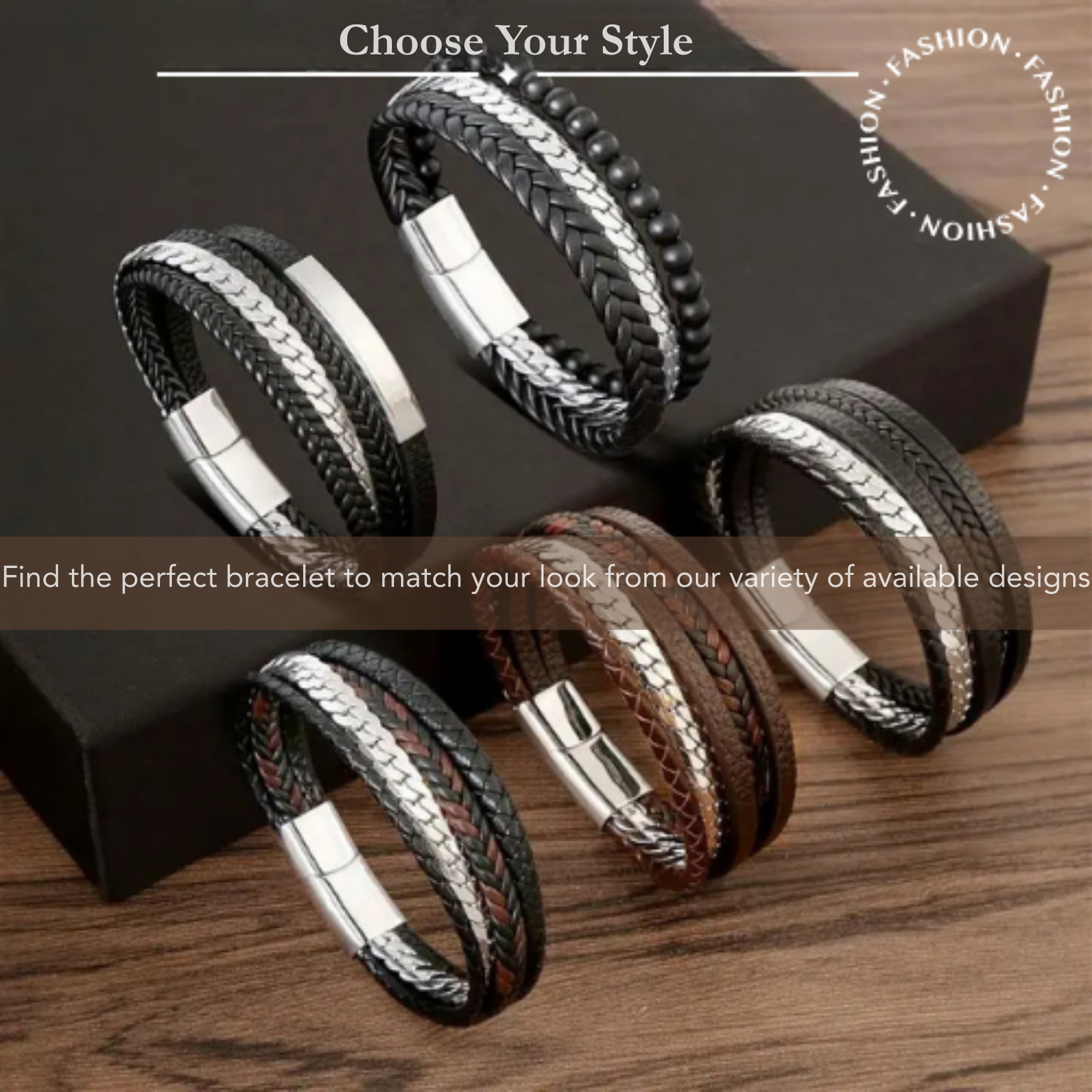 Leather and Steel Bracelet