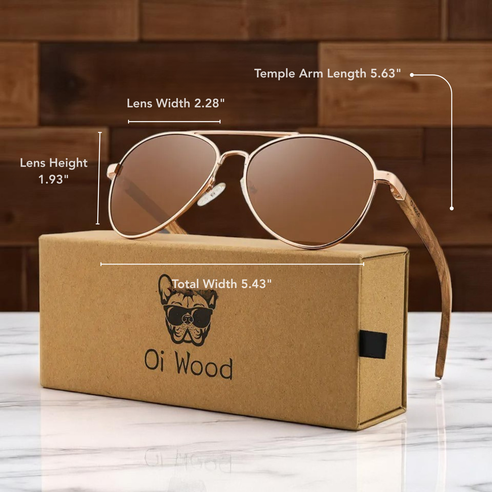 Men’s Wooden Aviator Sunglasses Dimensions – The Crew