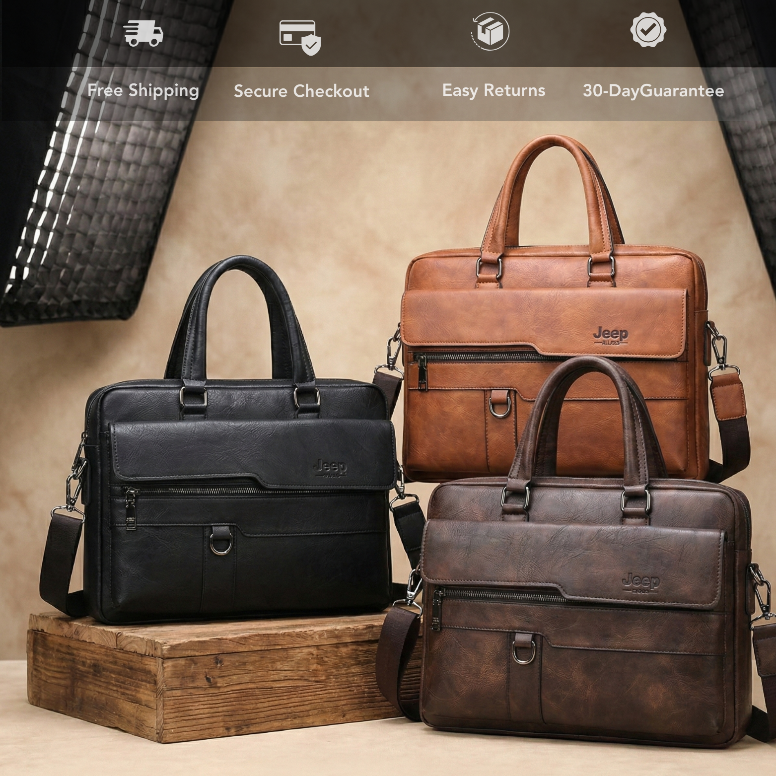 Men’s Premium Leather Business Briefcase Color Options – The Crew