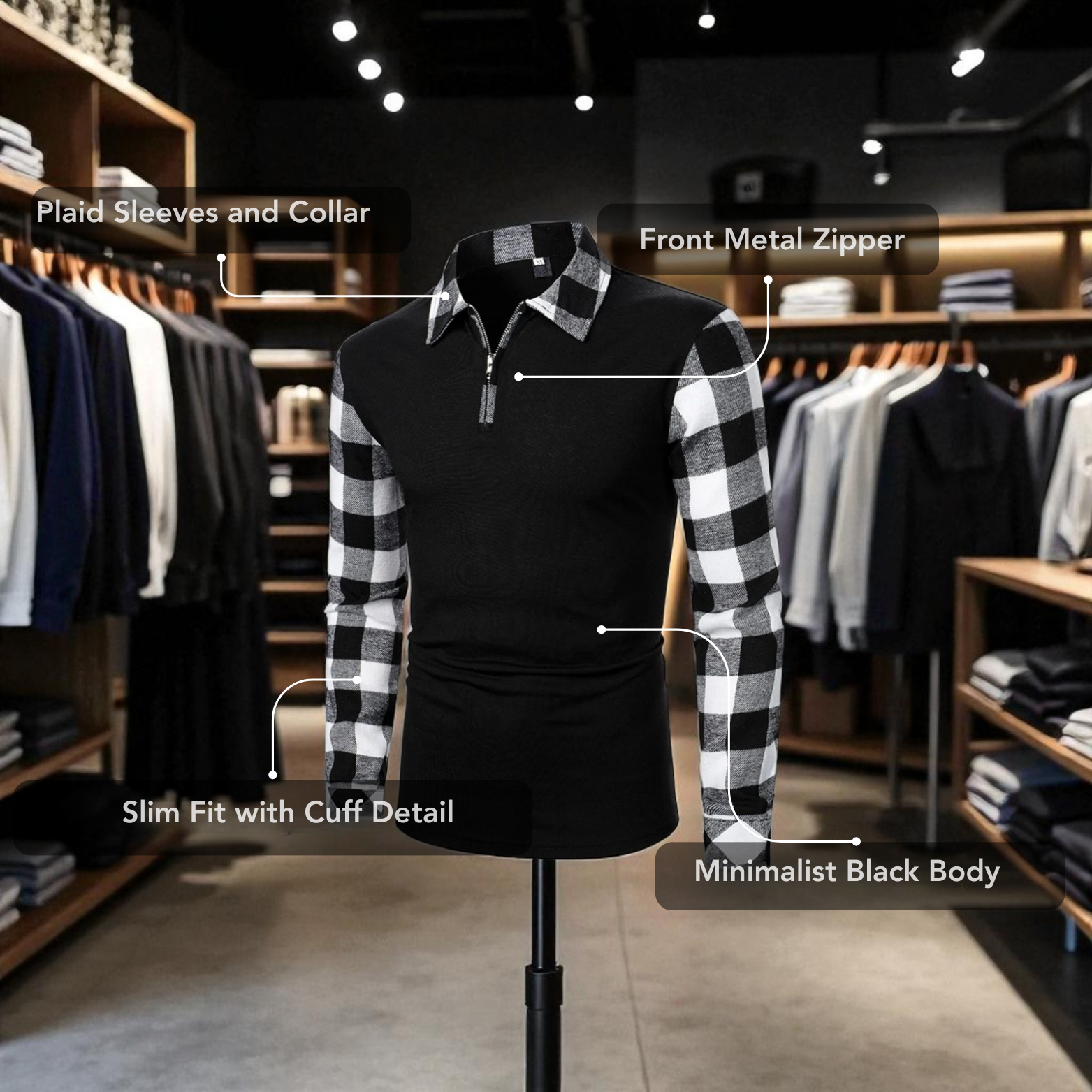 Camisa Formal Slim con Cierre para Hombre