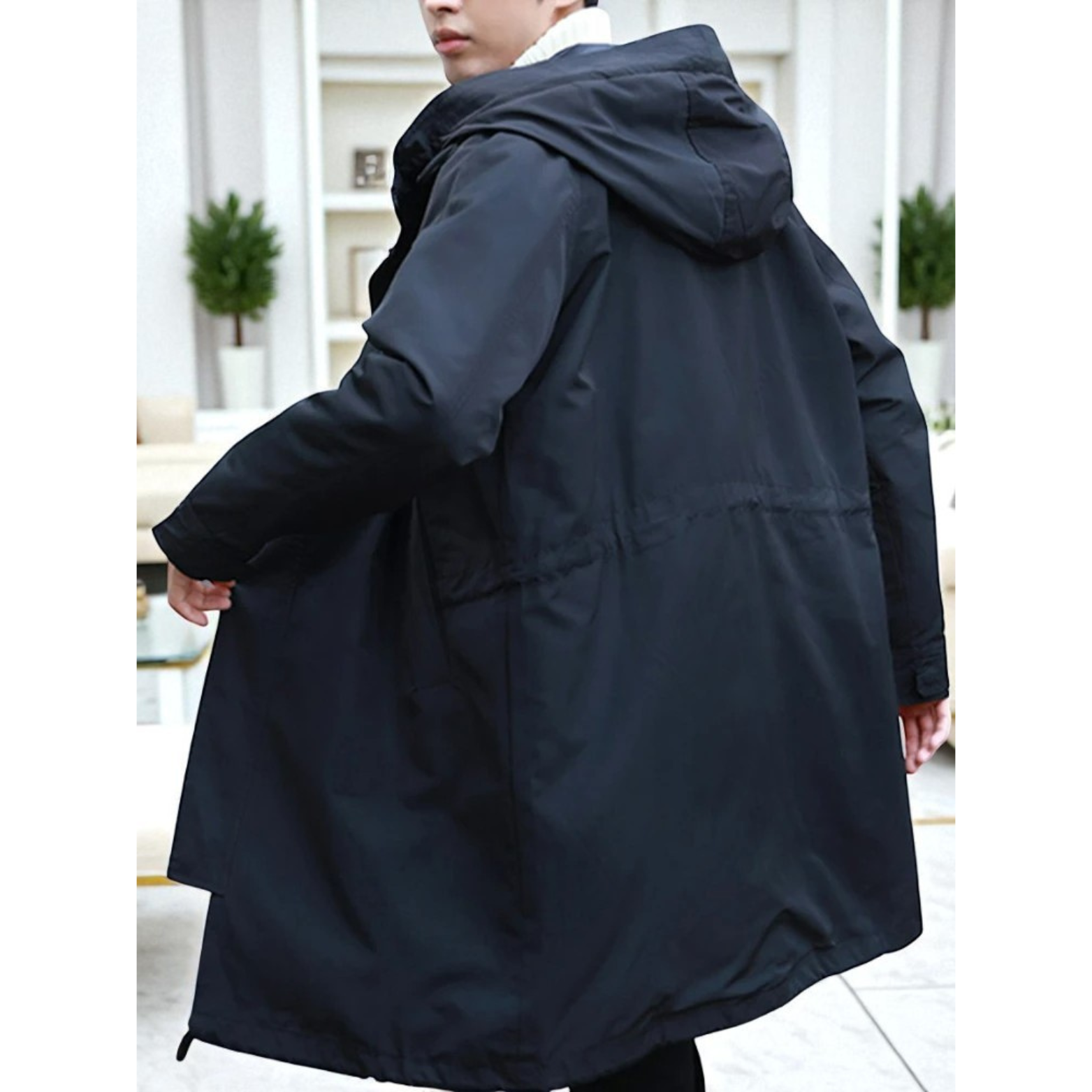 Black Trench Coat with Hood
