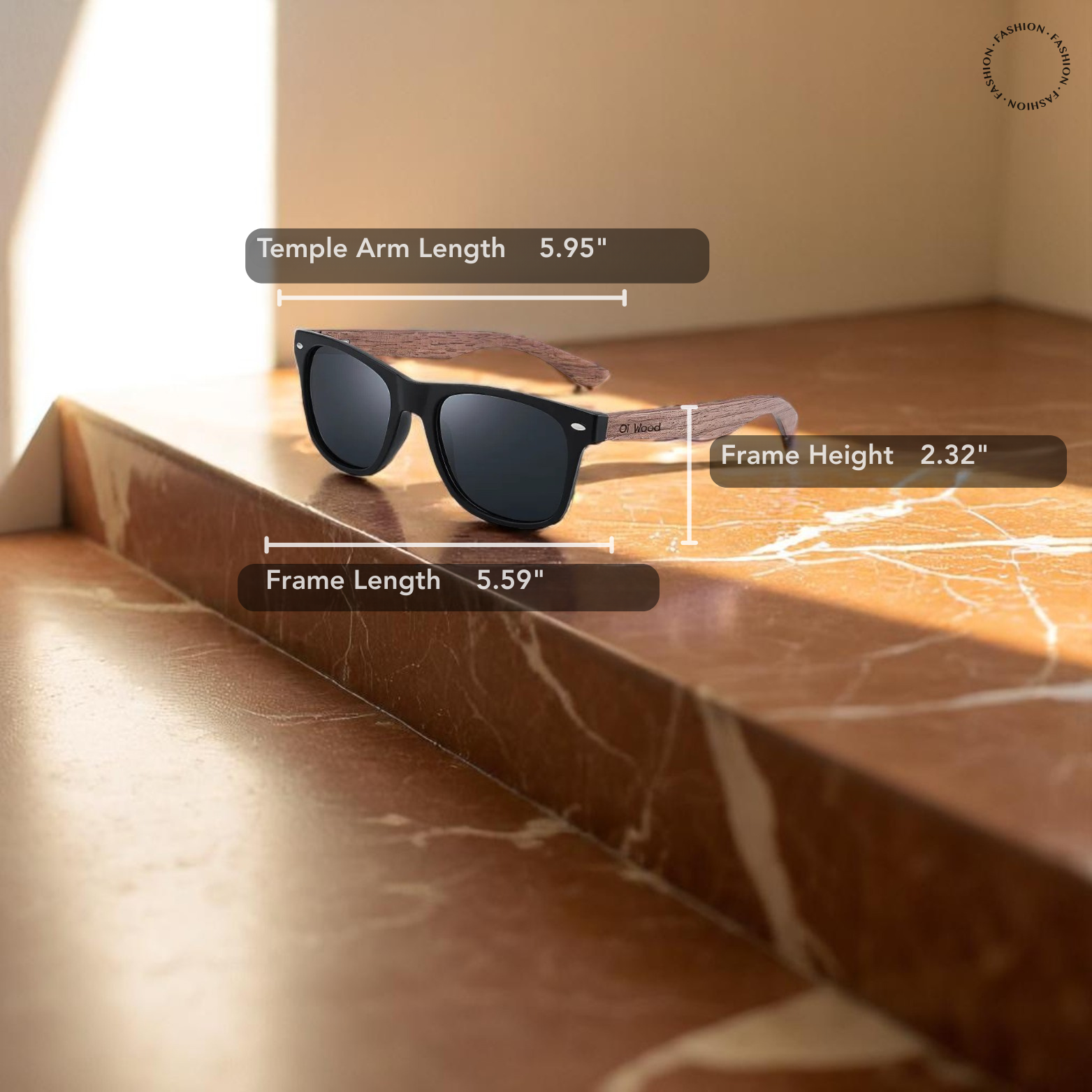 Men’s Polarized Wooden Sunglasses Dimensions – The Crew