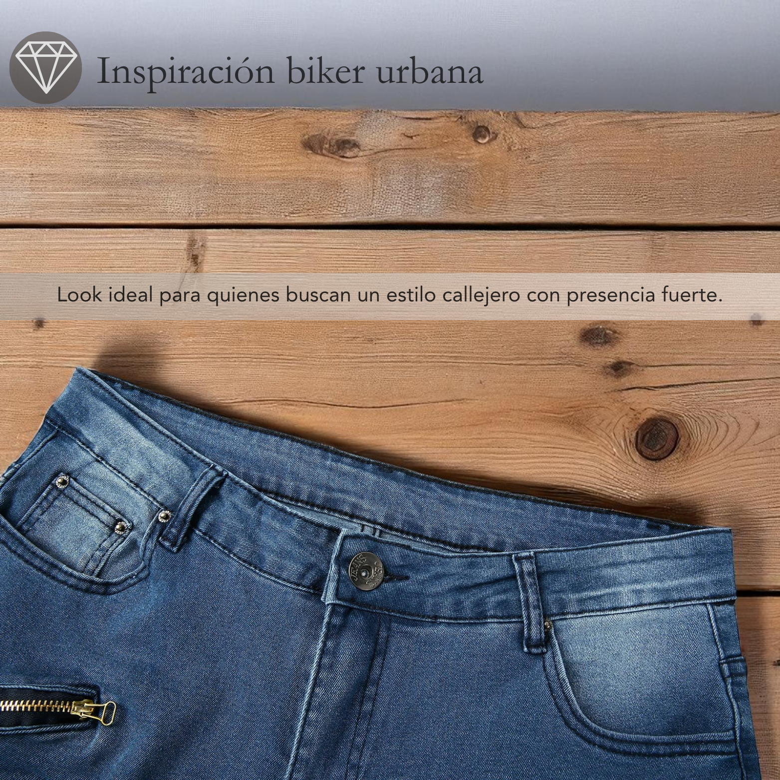 Jeans Biker Rotos Corte Slim