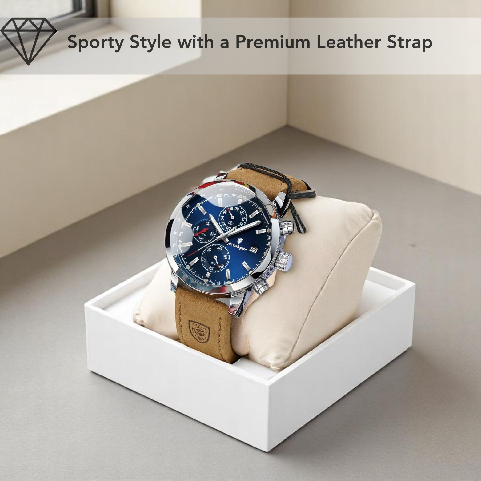 Chrono Sport Leather Wristwatch