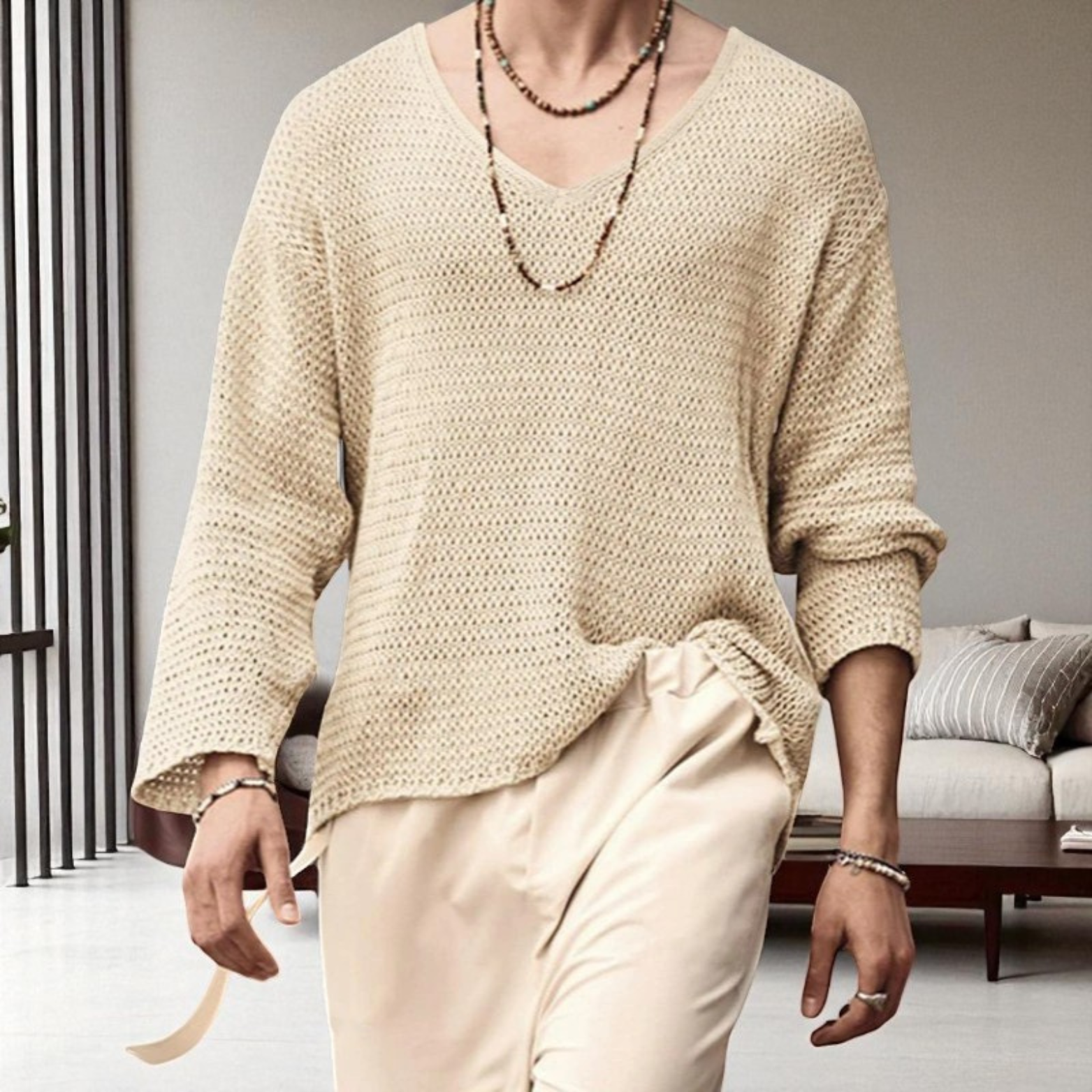 V-Neck Knitted T-Shirt