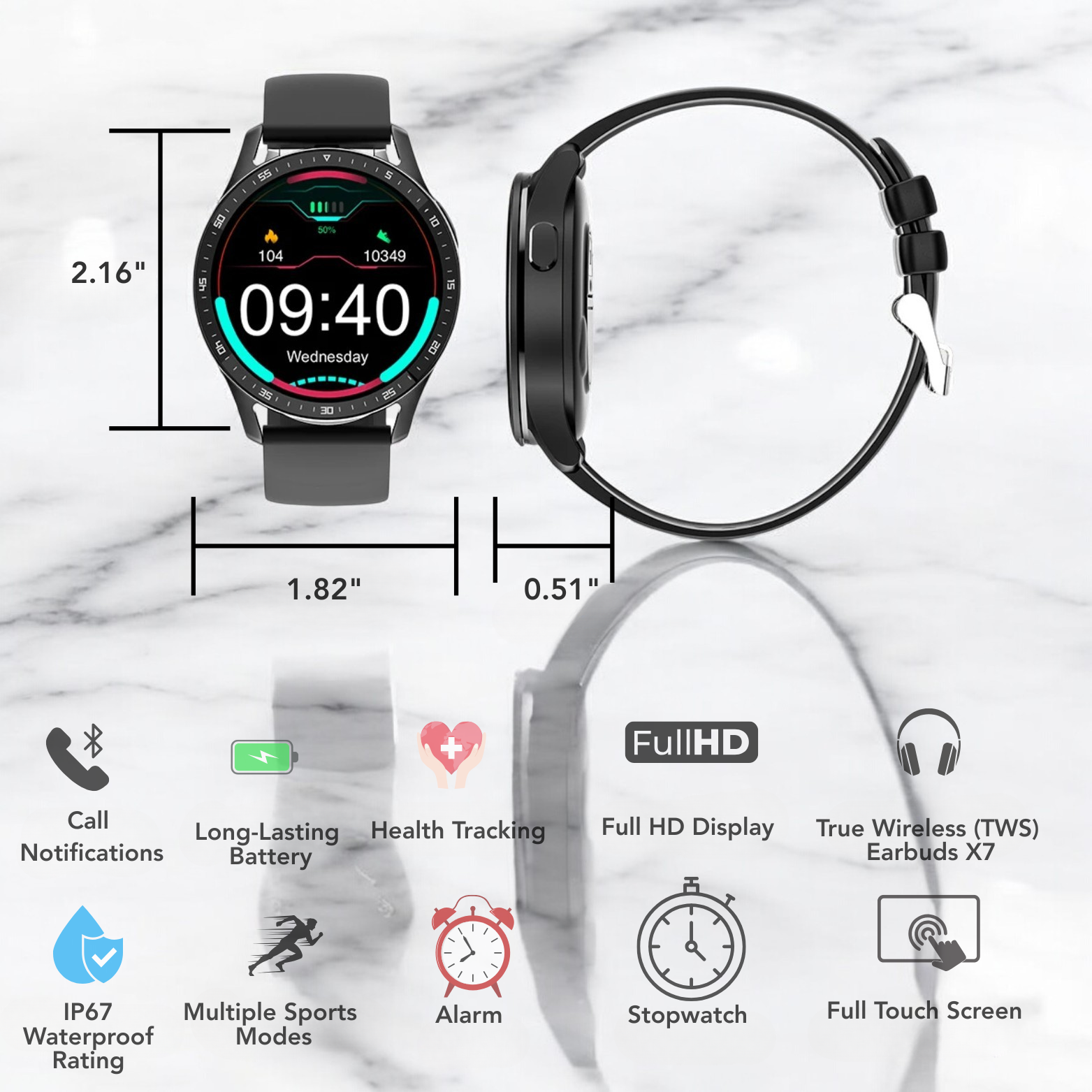 X7 Smartwatch + TWS Earphones