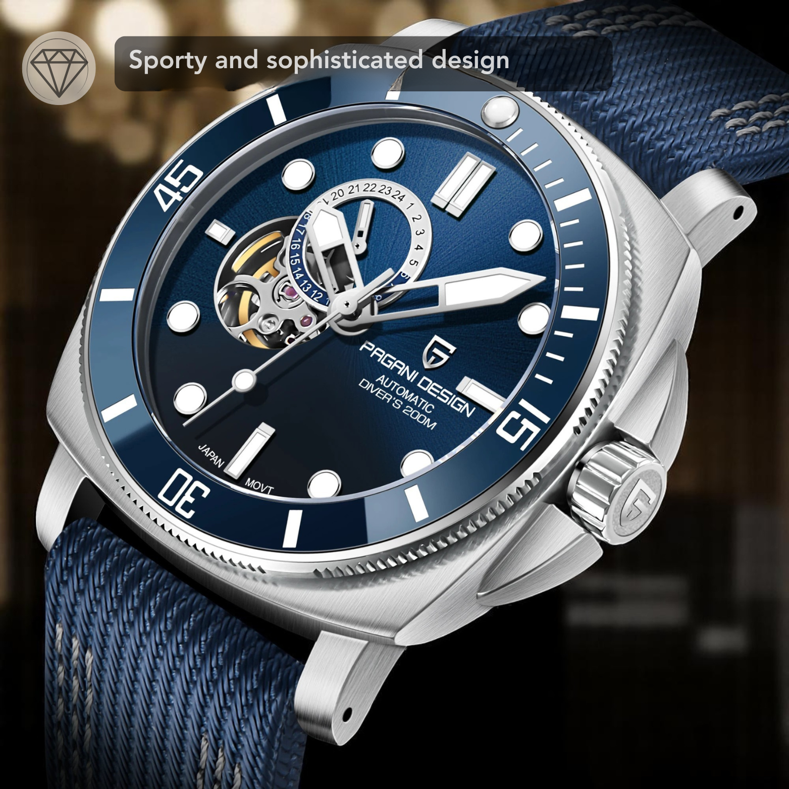Men's 20 Bar Mechanical Sports Watch