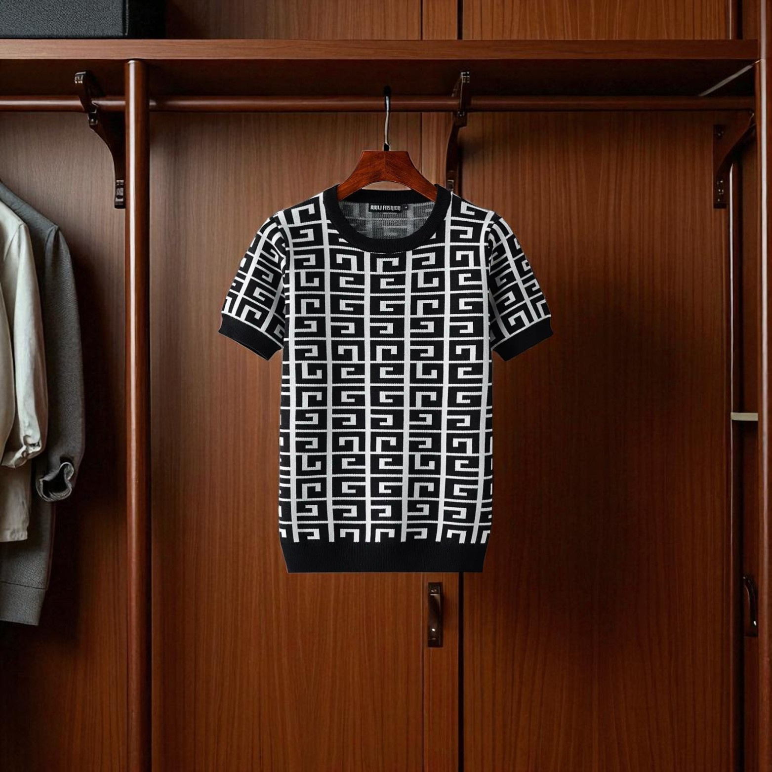 Geometric Cotton T-Shirt Sweater