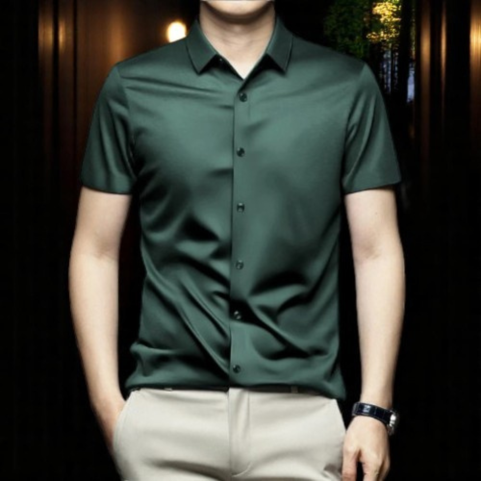 Formal Cold Silk Short-Sleeved Shirt