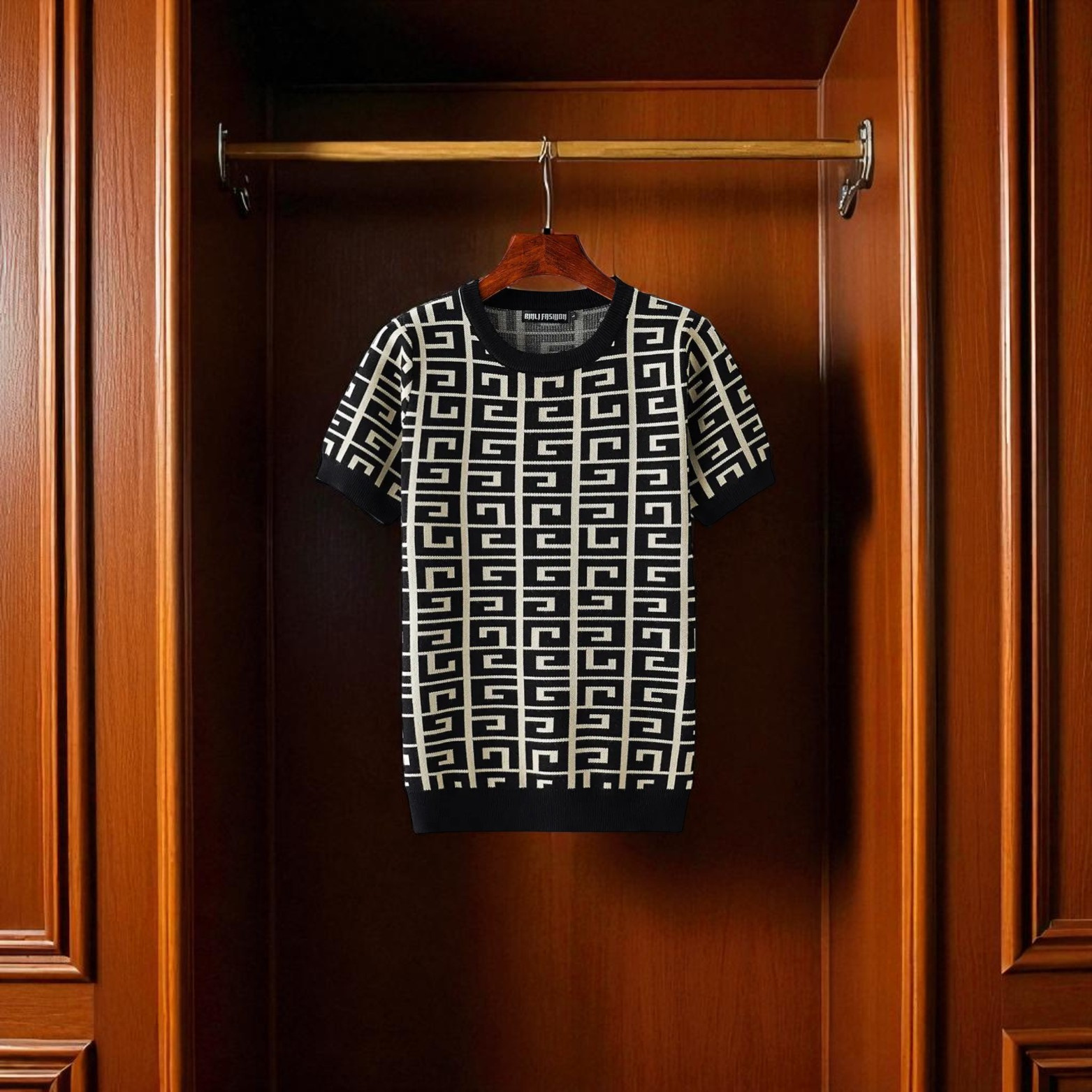 Geometric Cotton T-Shirt Sweater
