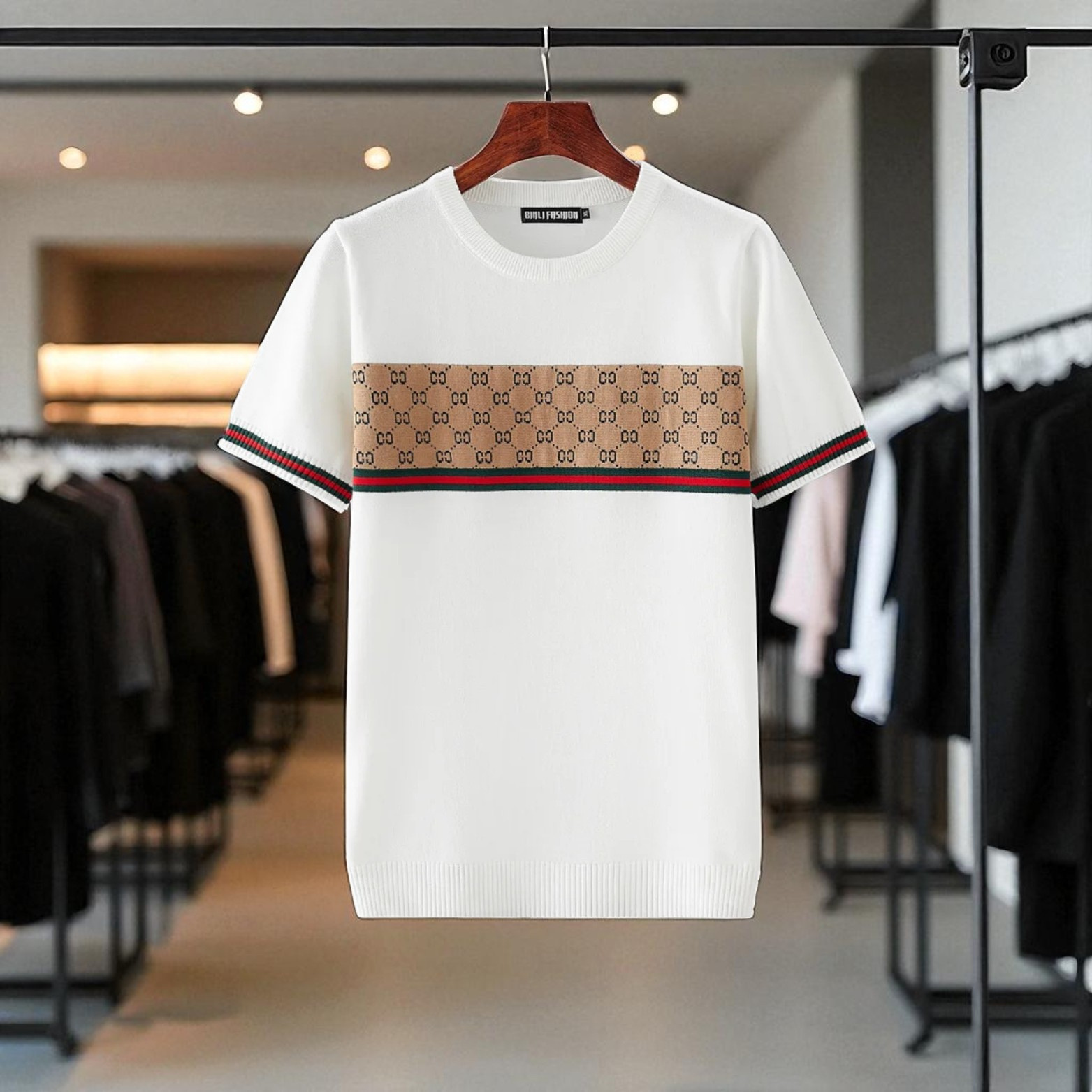 Geometric Cotton T-Shirt Sweater