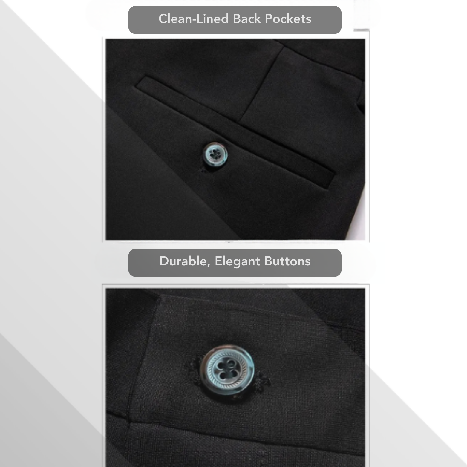 Black stretch dress pants pocket detail – The Crew