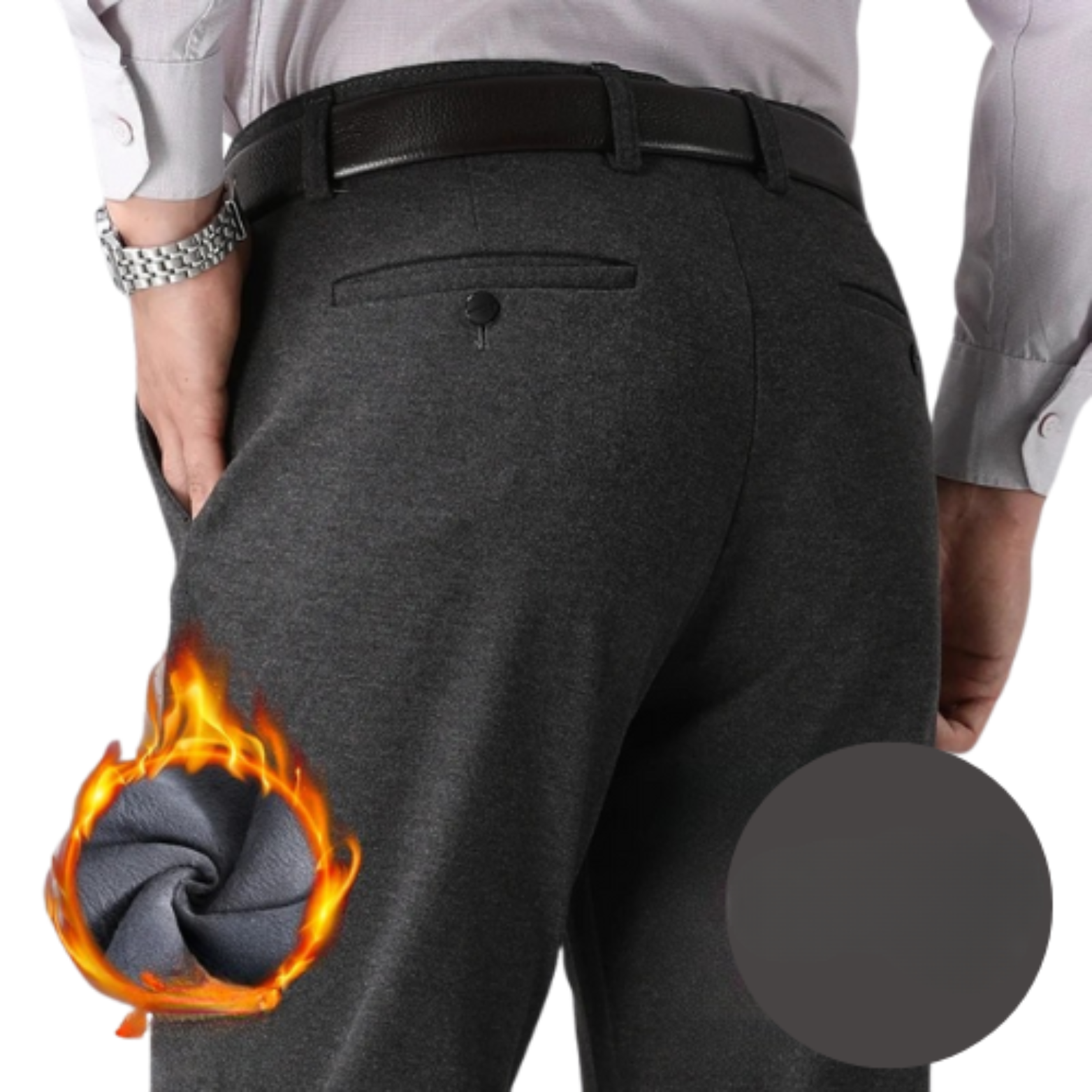 Men wearing Dark Gray thermal wool pants back – The Crew