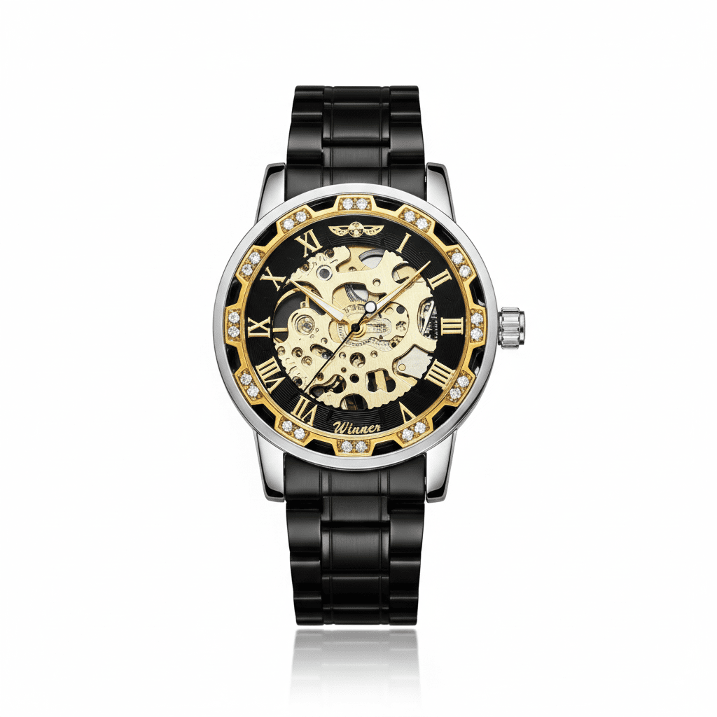 WINNER Gold Skeleton Mechanical Watch for Men - The Crew