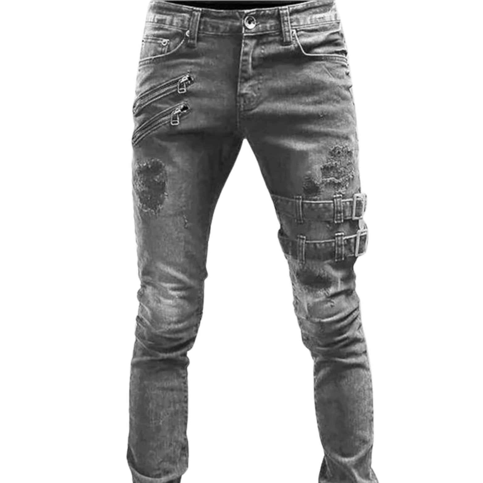 Jeans Biker Rotos Corte Slim