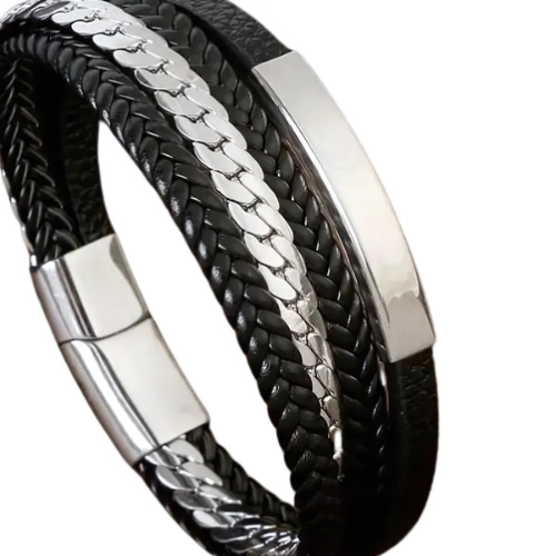 Leather and Steel Bracelet