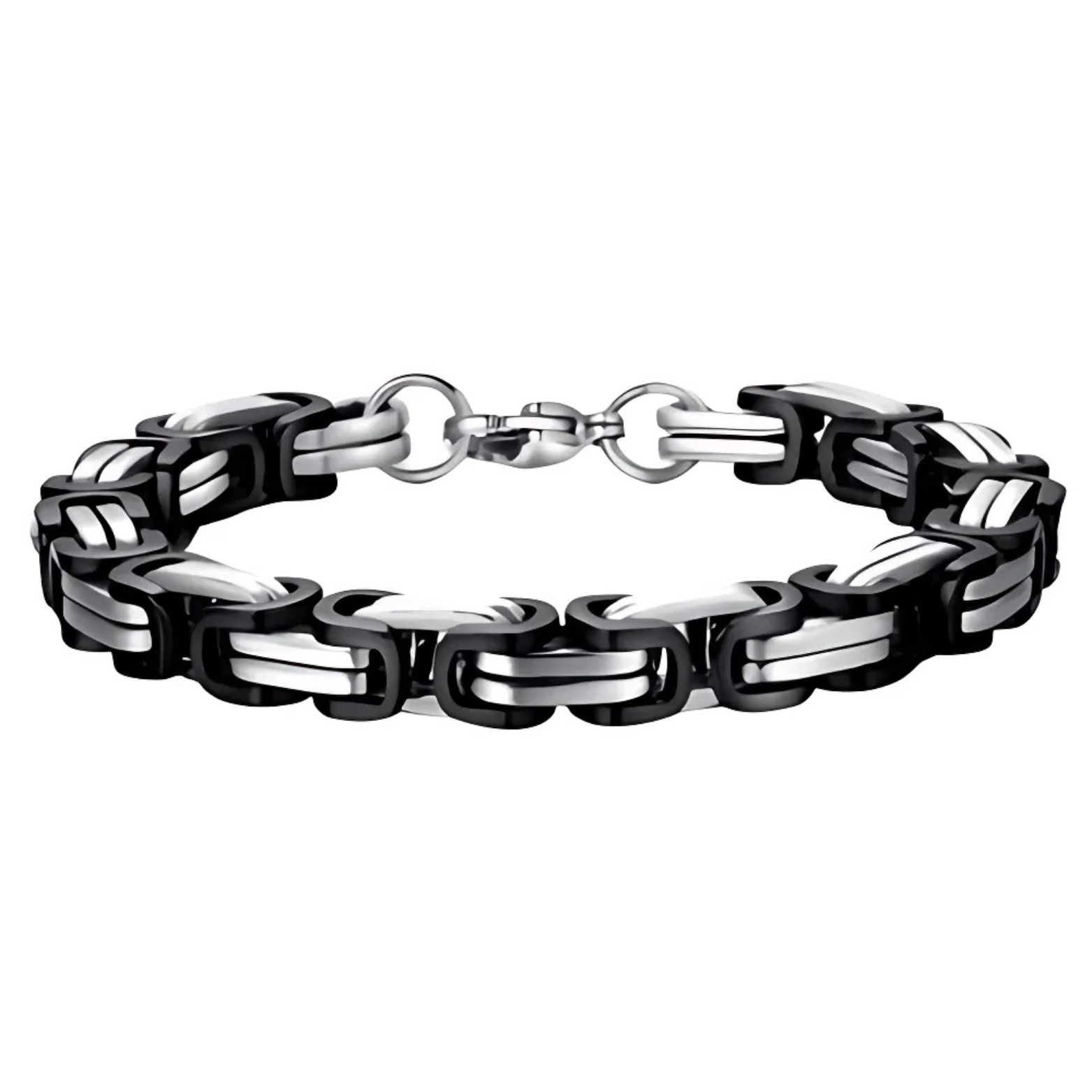 Biker-style steel bracelet