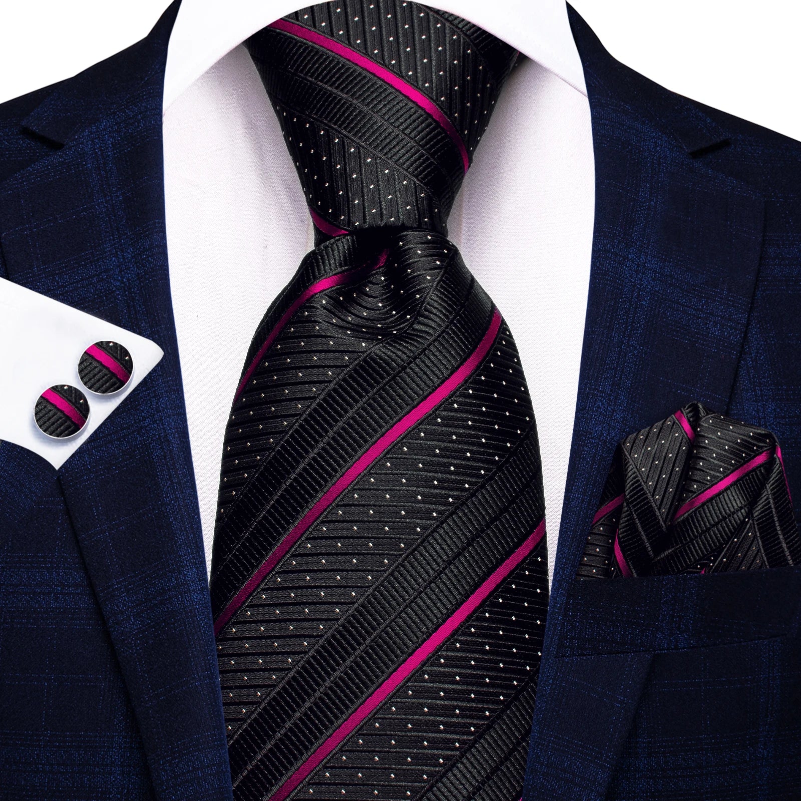 Tie Handkerchief Cufflinks Set