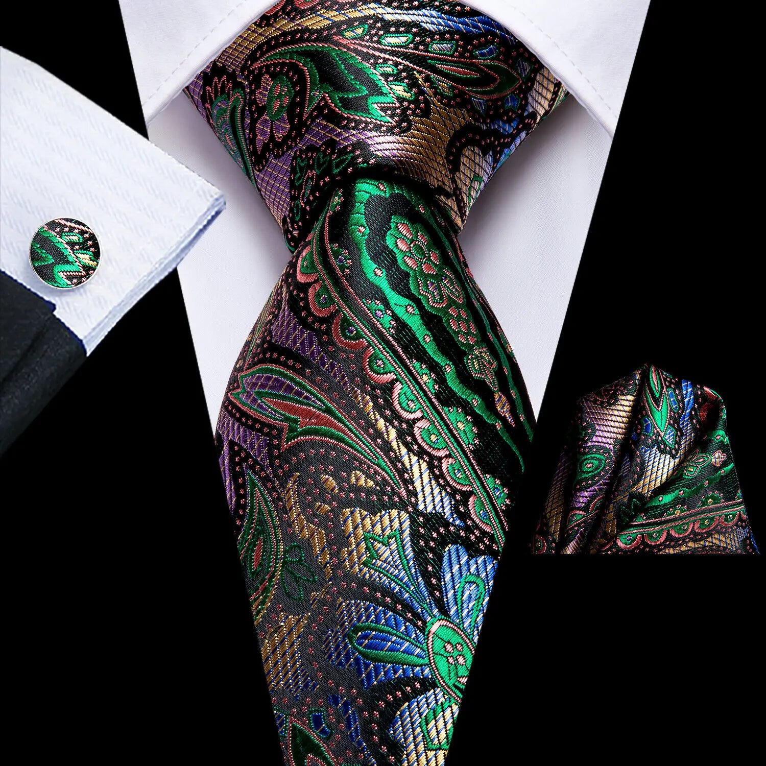 Tie Handkerchief Cufflinks Set