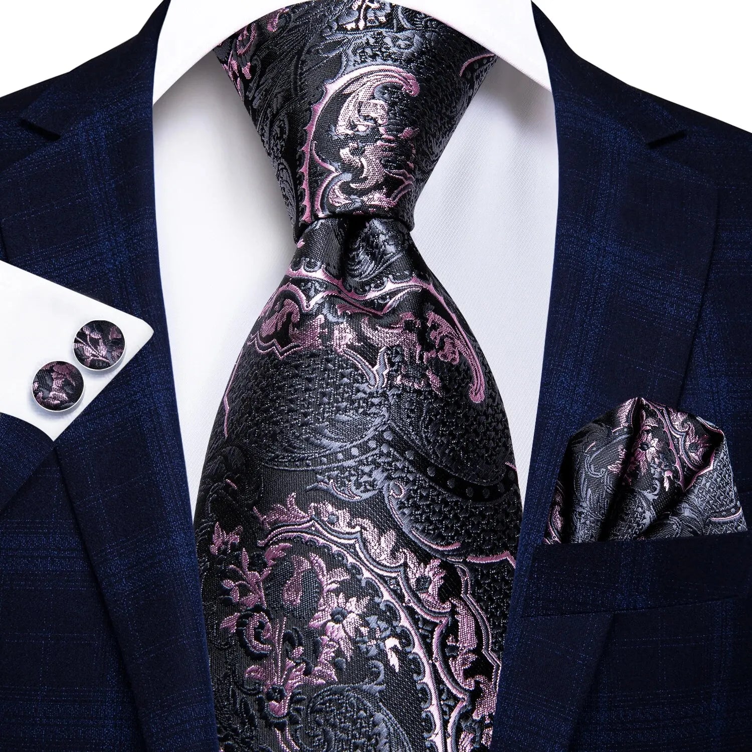 Tie Handkerchief Cufflinks Set