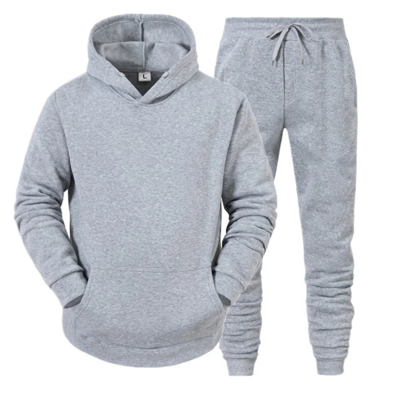 Light Grey Men’s Sports Hoodie Pants Set – The Crew